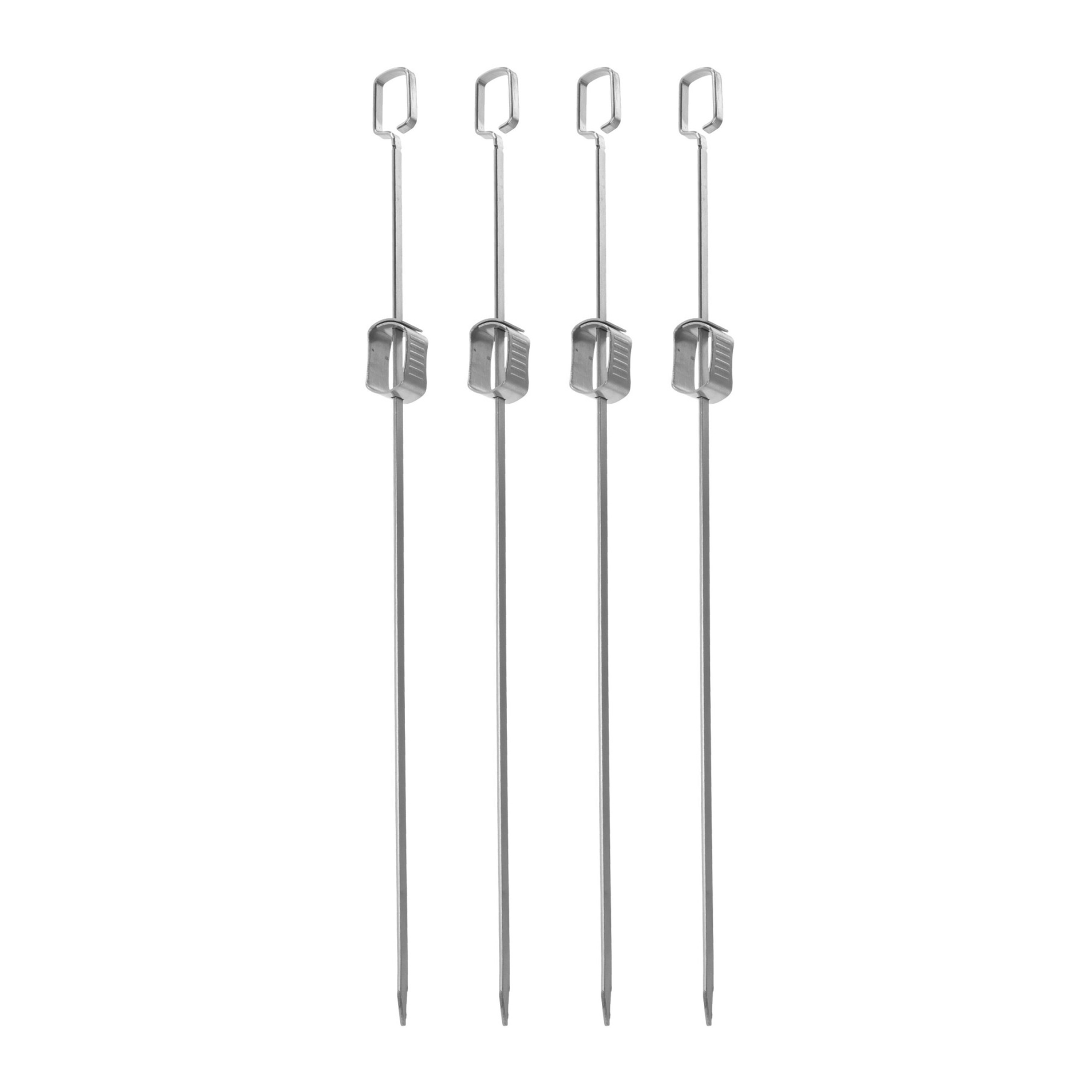 BBQ spiezen - 4x stuks - RVS - 40,5 cm - vleespennen voor vlees - barbecue accessoires -
