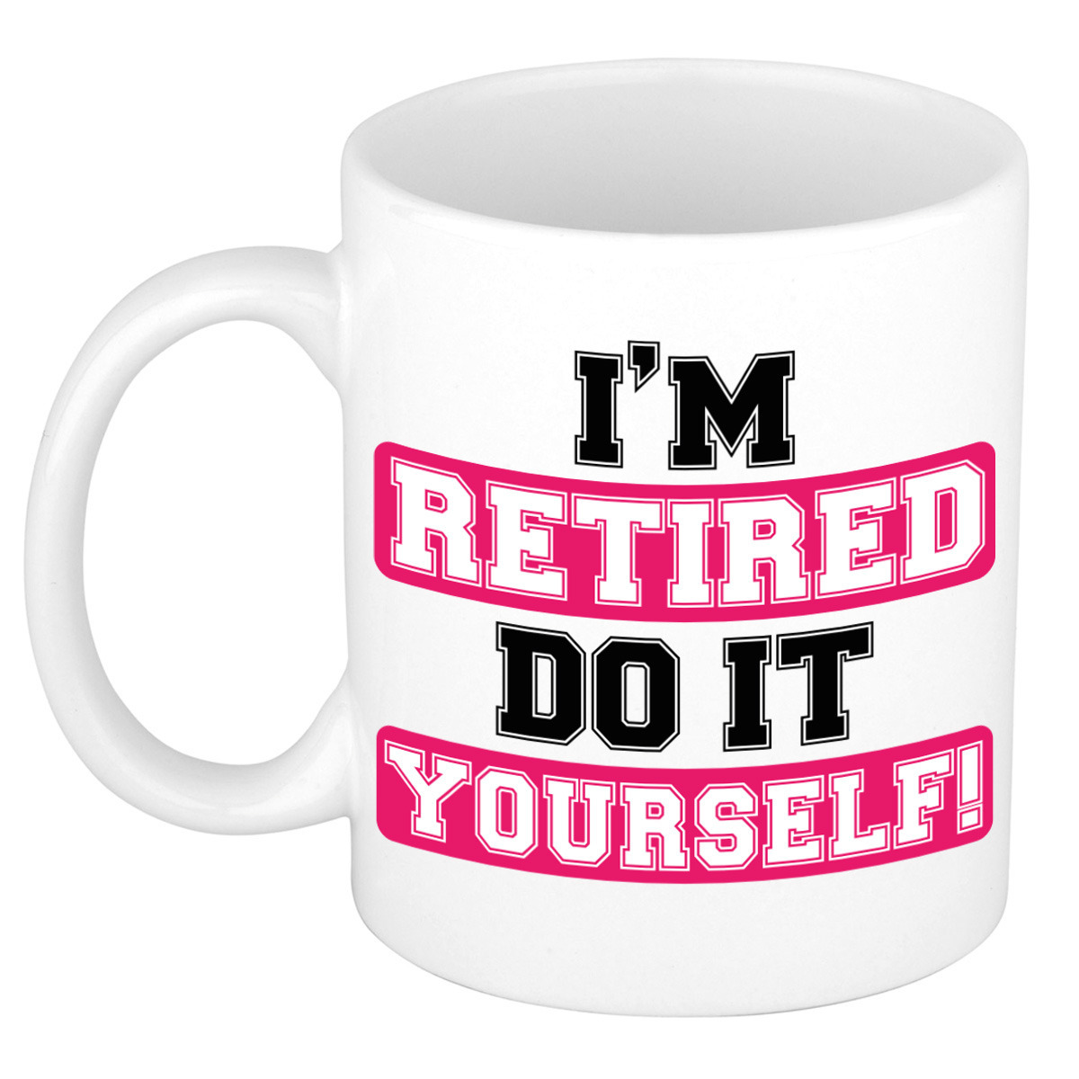 Cadeau mok voor collega - afscheid/pensioen - roze - keramiek - 300 ml -