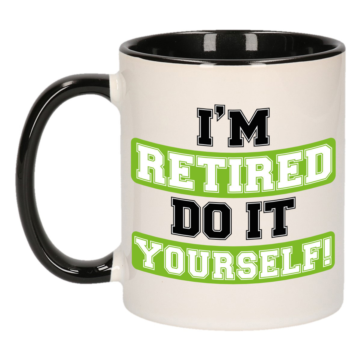 Cadeau mok voor collega - afscheid/pensioen - groen/zwart - keramiek - 300 ml -