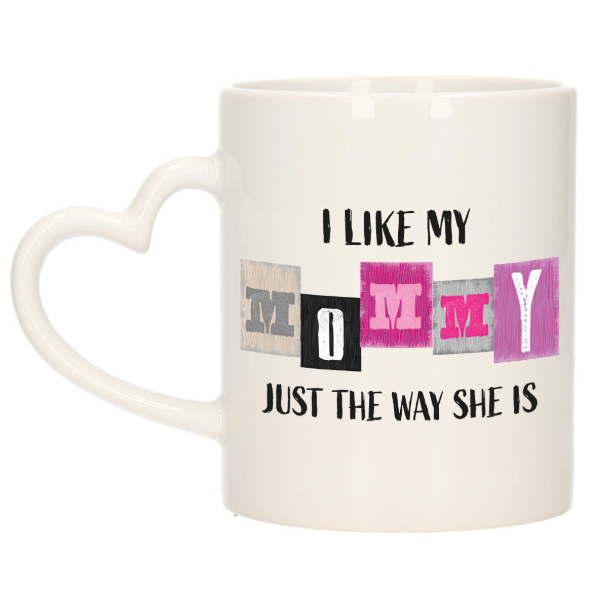 Cadeau koffie/thee mok voor mama - multi - hartjes oor - de liefste - keramiek - Moederdag -