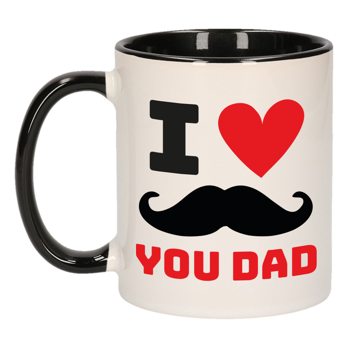 Cadeau koffie/thee mok voor papa - zwart/rood - liefde - keramiek - 300 ml - Vaderdag -