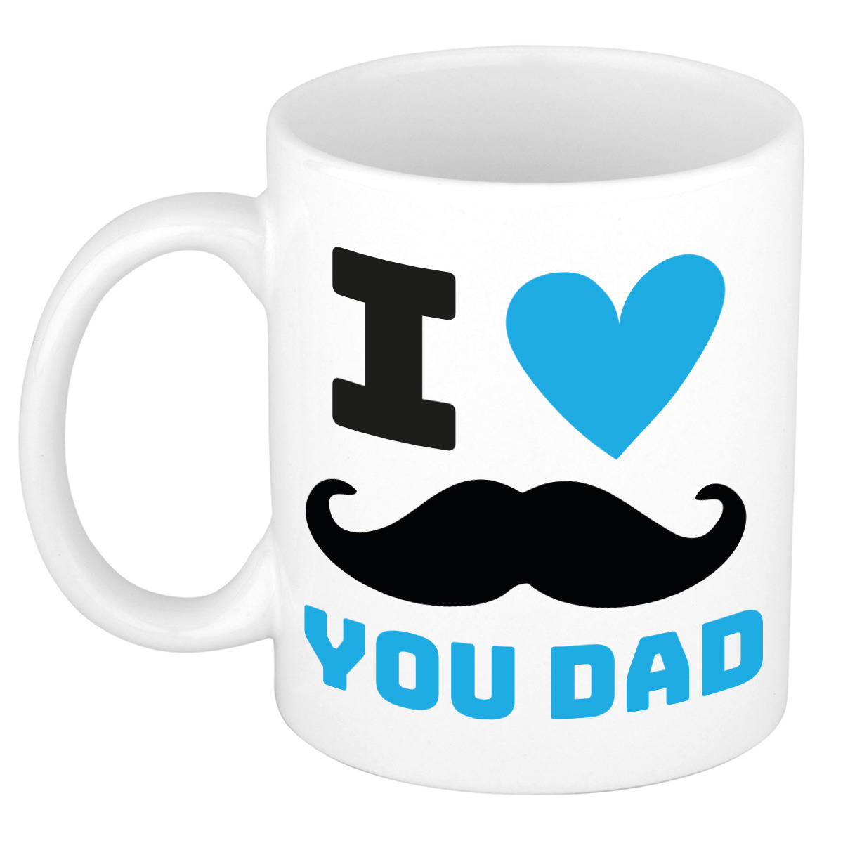 Cadeau koffie/thee mok voor papa - wit/blauw - liefde - keramiek - 300 ml - Vaderdag -