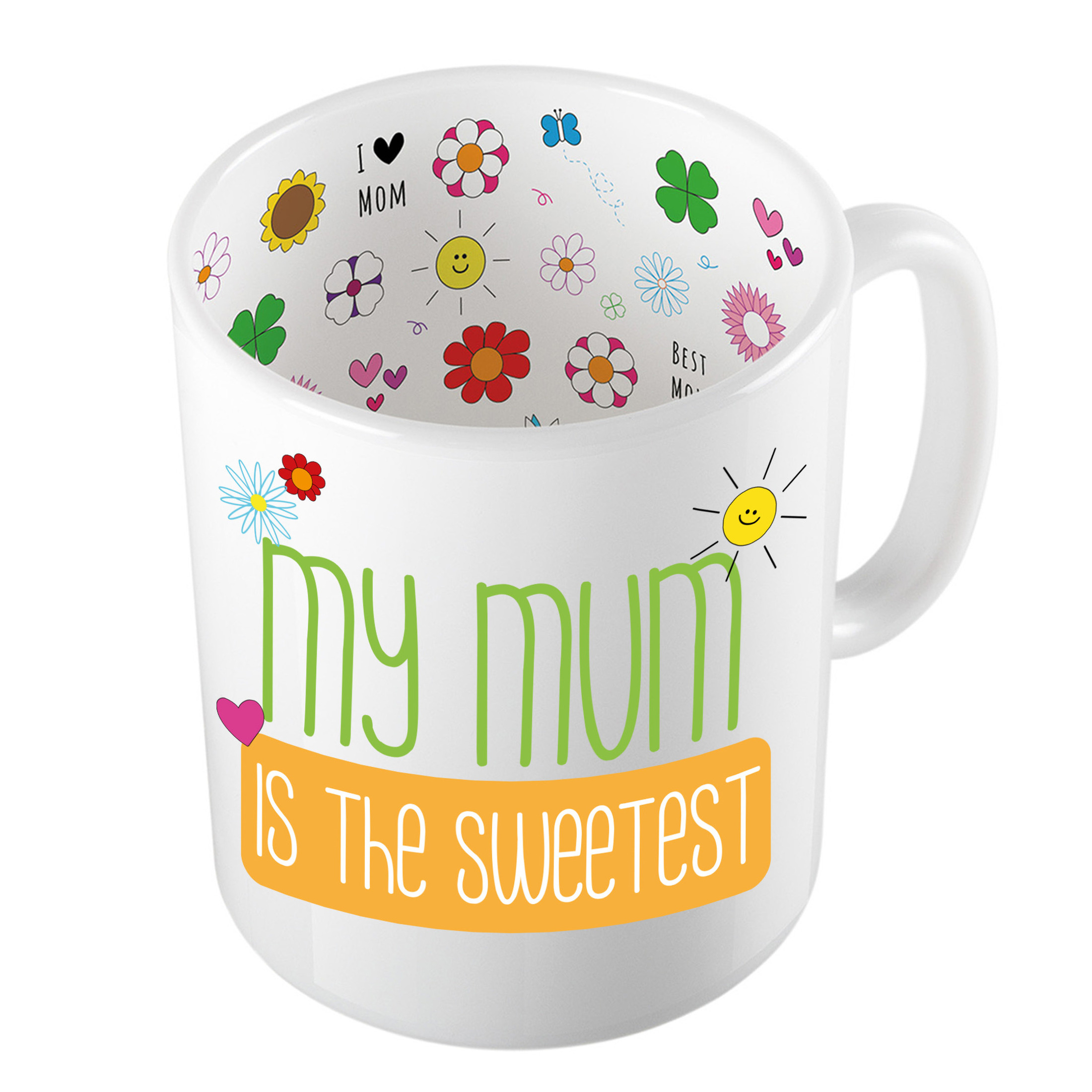 Cadeau koffie/thee mok voor mama - oranje - mama is de liefste - keramiek - 300 ml - Moederdag -