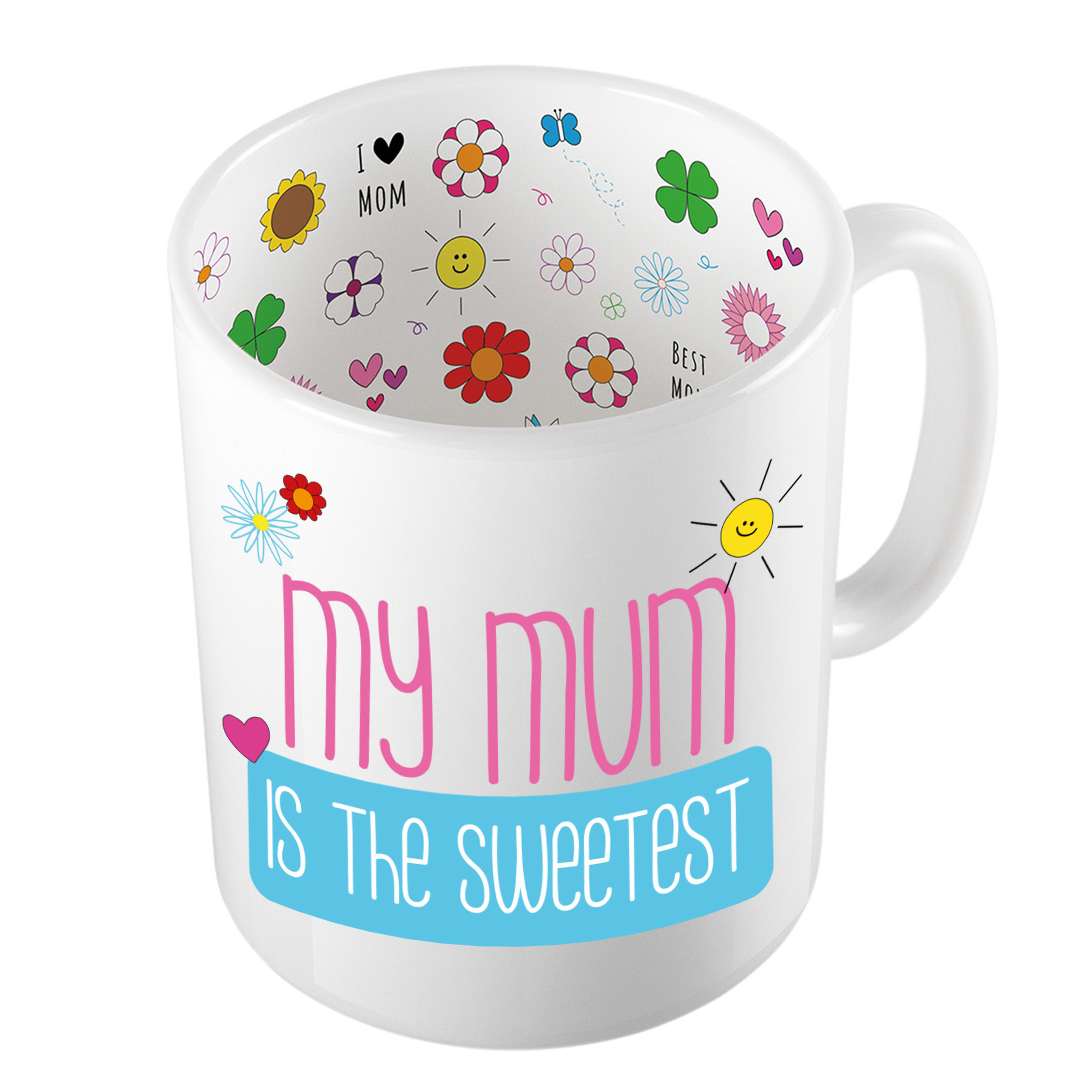 Cadeau koffie/thee mok voor mama - blauw - mama is de liefste - keramiek - 300 ml - Moederdag -