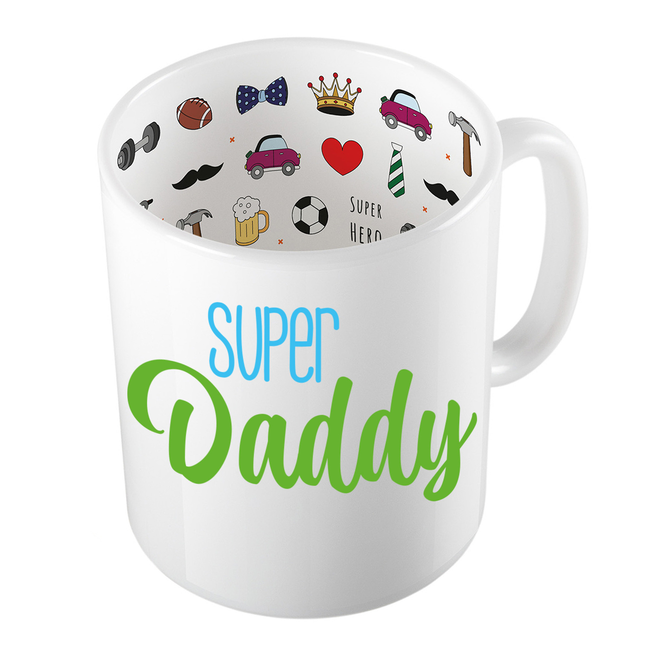 Cadeau koffie/thee mok voor papa - groen - super papa - keramiek - 300 ml - Vaderdag -