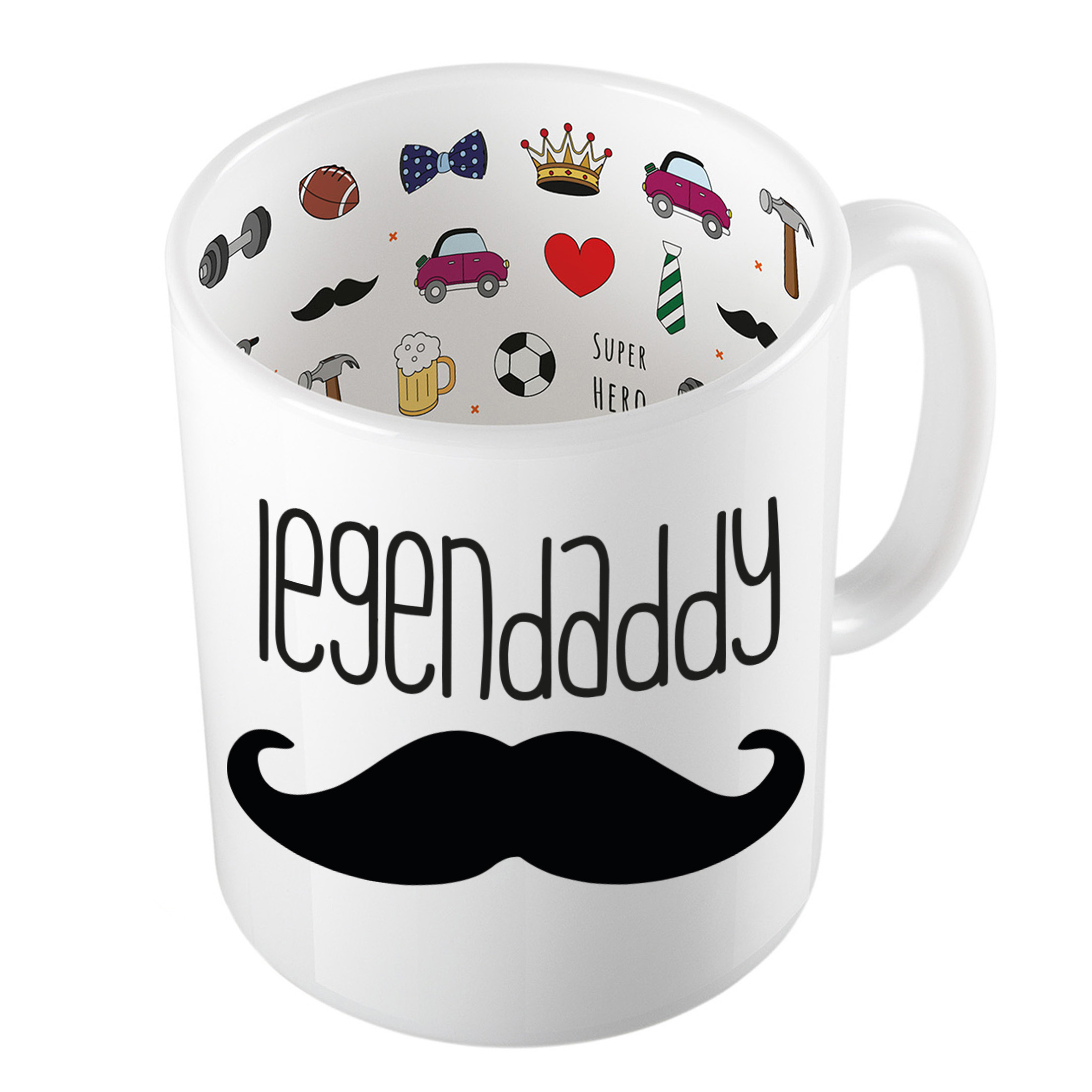 Cadeau koffie/thee mok voor papa - zwarte snor - de beste papa - keramiek - 300 ml - Vaderdag -