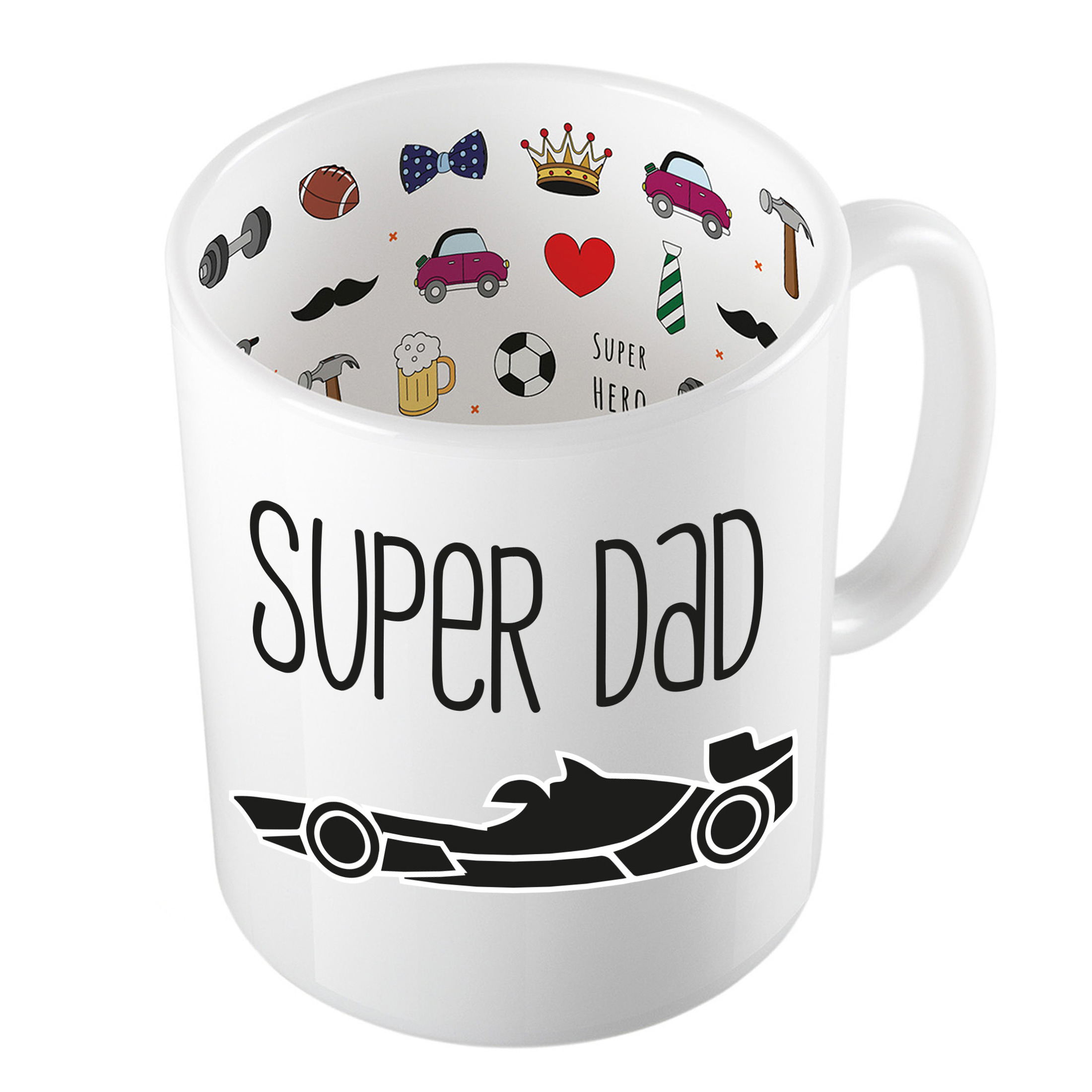 Cadeau koffie/thee mok voor papa - zwart - super papa - keramiek - 300 ml - Vaderdag -