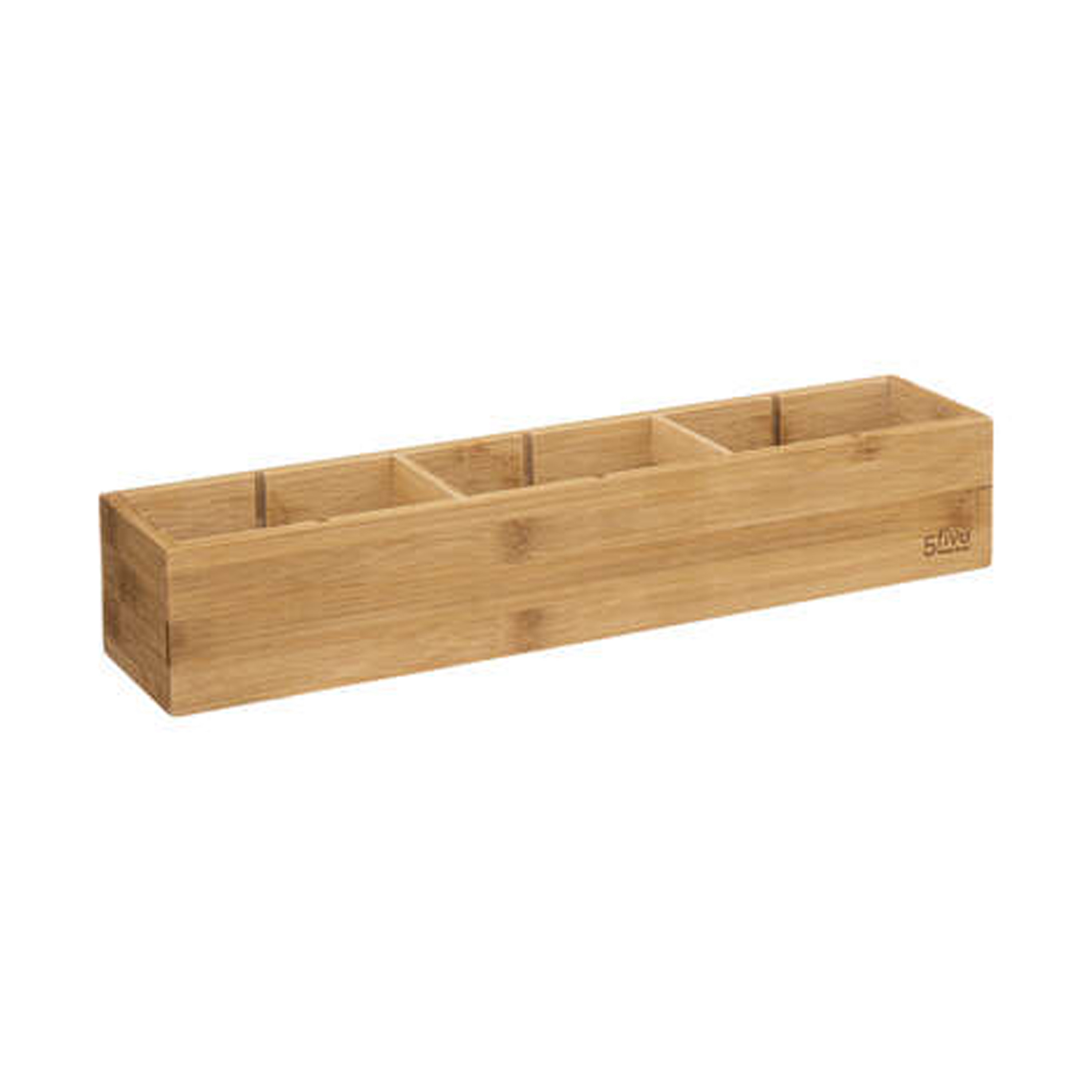 Lade/kast/badkamer organizer - 3 vaks - L38 x B8 x H7 cm - bamboe hout - lichtbruin - met indeling -