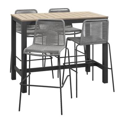 Tuinset Tarn Isola - antraciet - 5-delig - 130 cm - Leen Bakker
