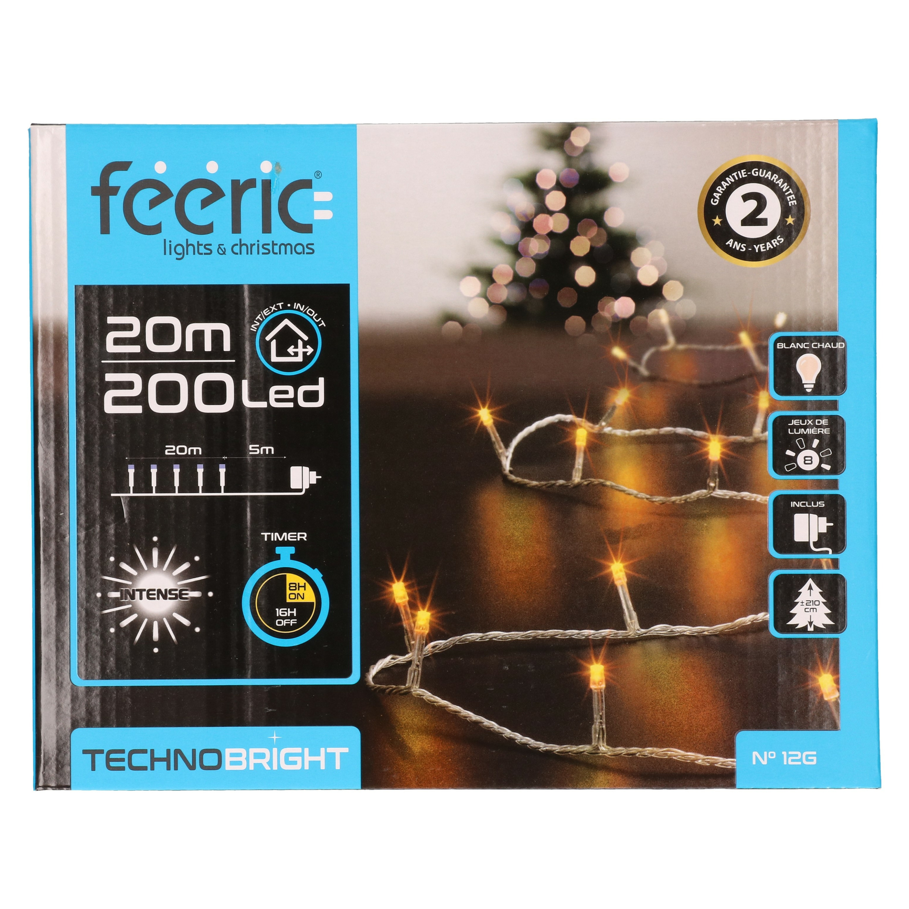 Feestverlichting - warm wit - 20 meter - 200 led lampjes - transparant snoer -