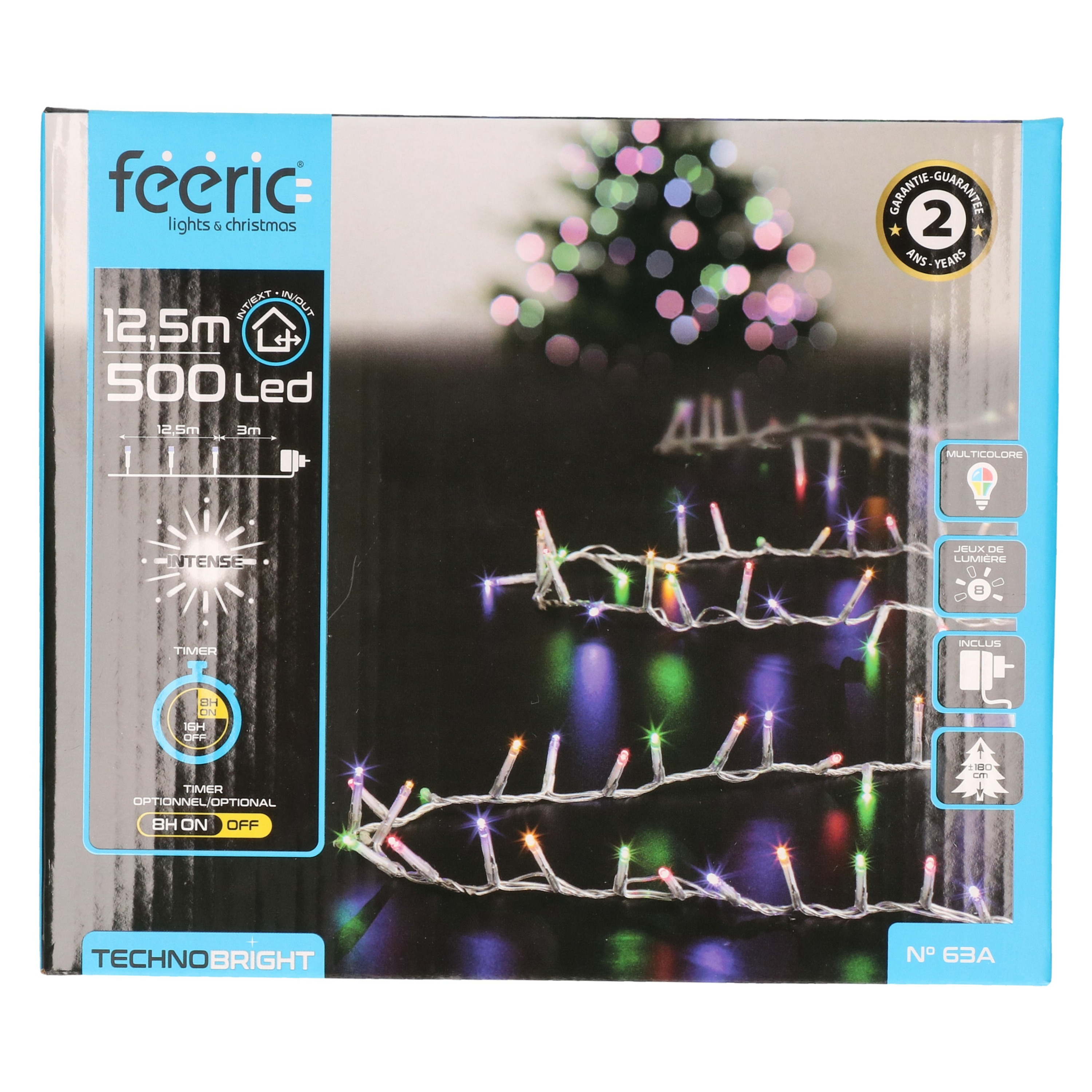 Feestverlichting - gekleurd - 12 meter - 500 led lampjes - transparant snoer - 8 functies -