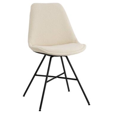 Eetkamerstoel Senja - bouclé off-white - kruispoot - Leen Bakker