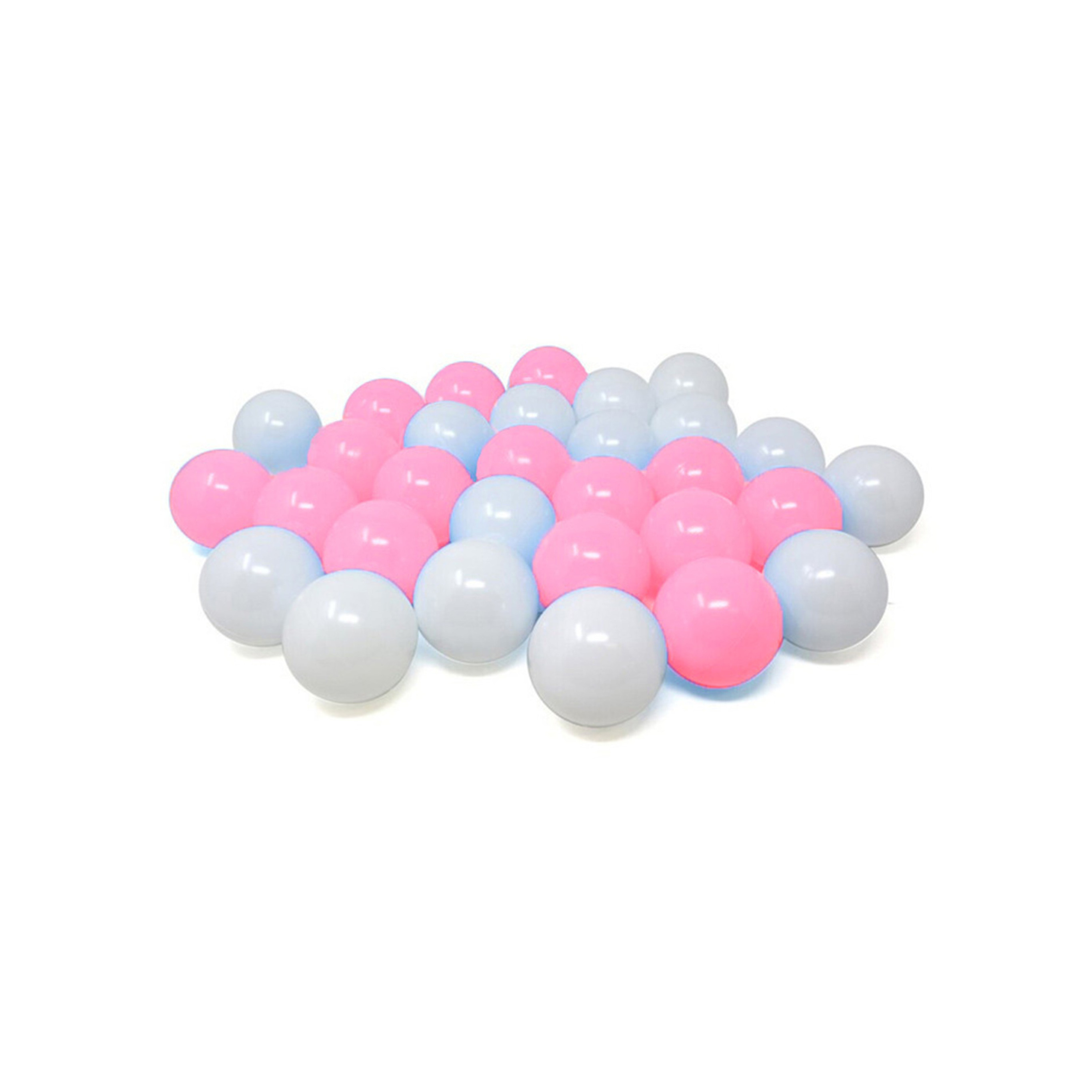 Kunststof ballenbak ballen - roze/wit - 60x stuks - ca 6 cm -