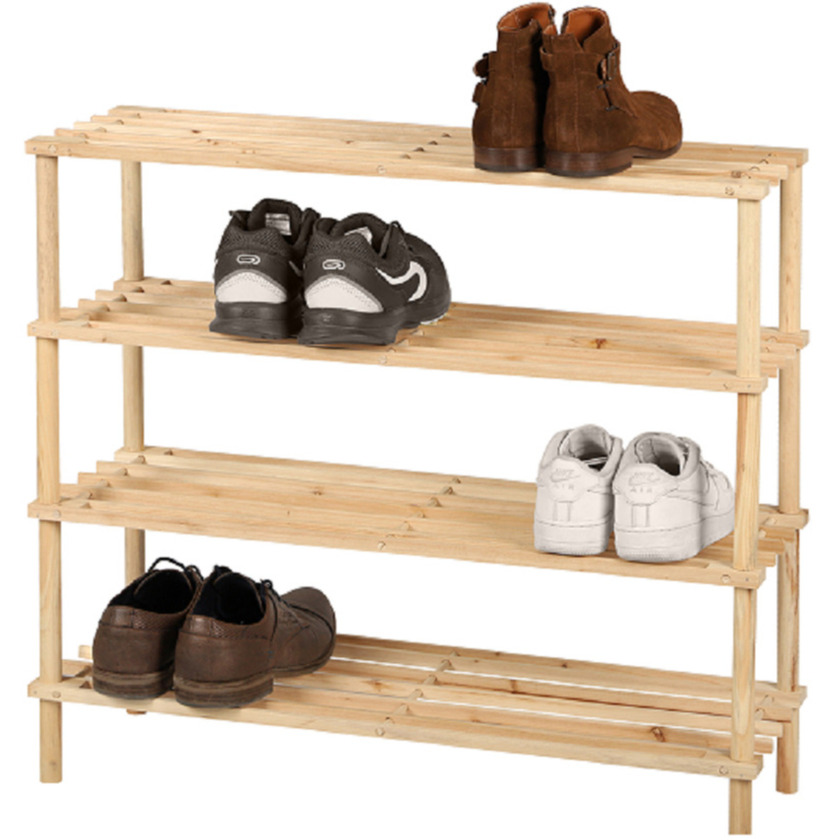 Schoenenrek/schoenenkast - lichtbruin - 12x paar schoenen - hout - 73 x 26 x 68 cm -