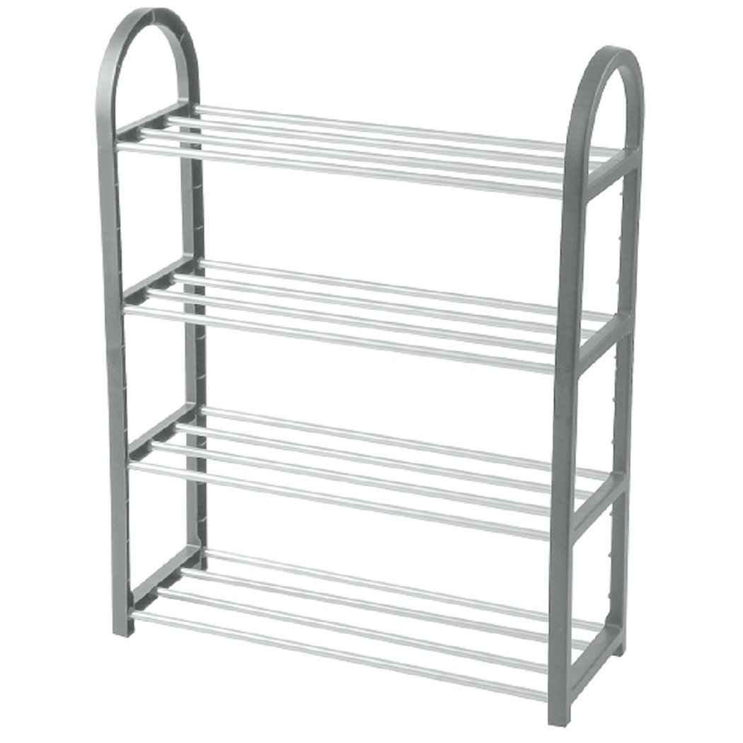 Schoenenrek/schoenenkast - grijs - 8x paar schoenen - kunststof - 50 x 19 x 66 cm -