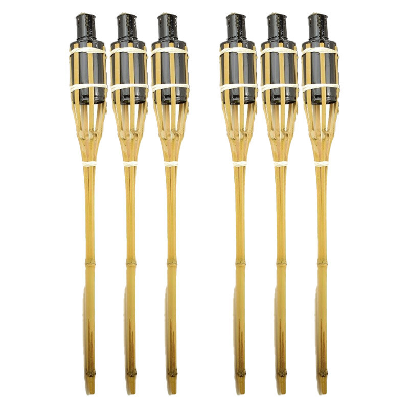 Tuinfakkels - 6x - met oliehouder - bamboe - 60 cm -
