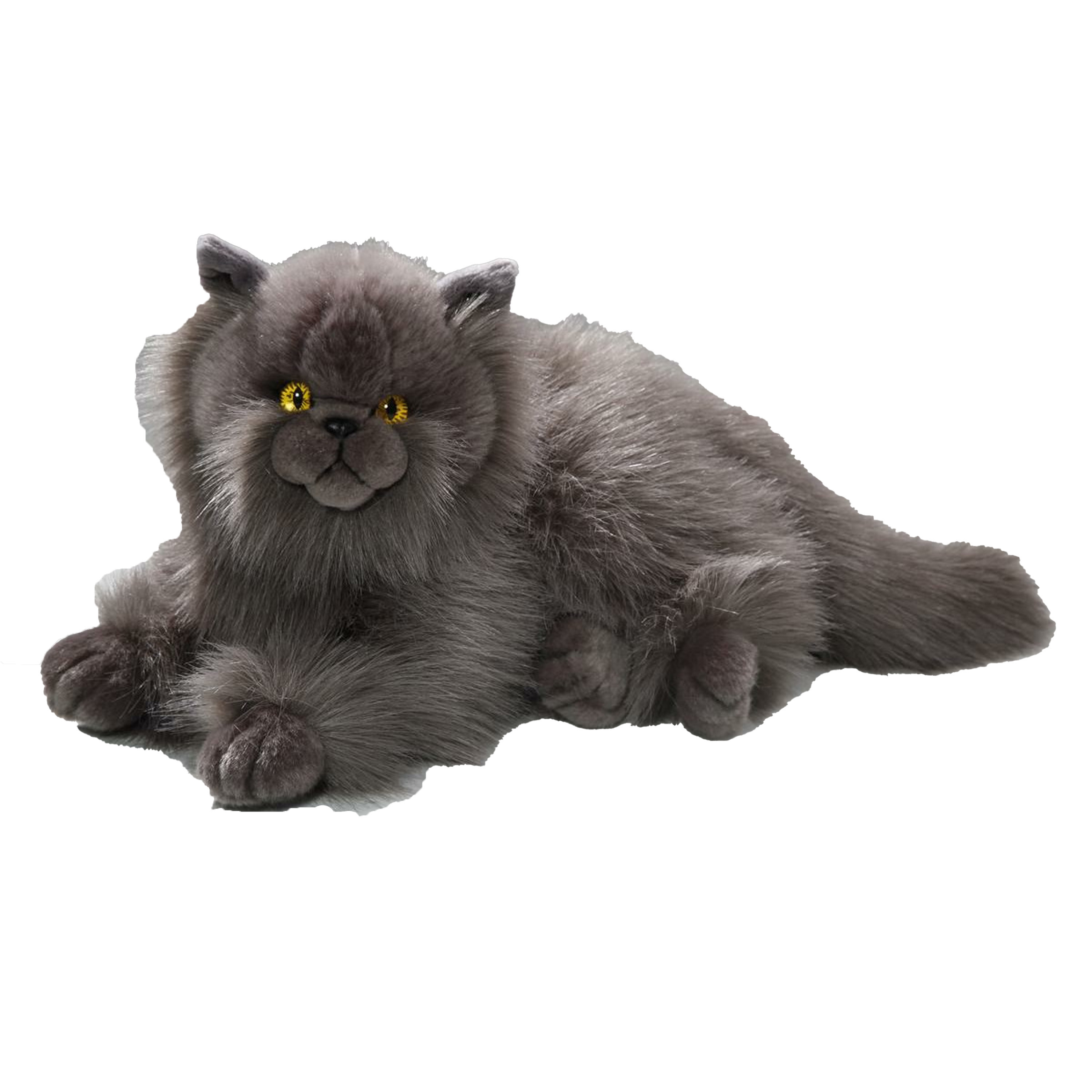 Carldick Pluche knuffeldier Perzische kat - grijs - 30 cm - kat - huisdieren knuffel -
