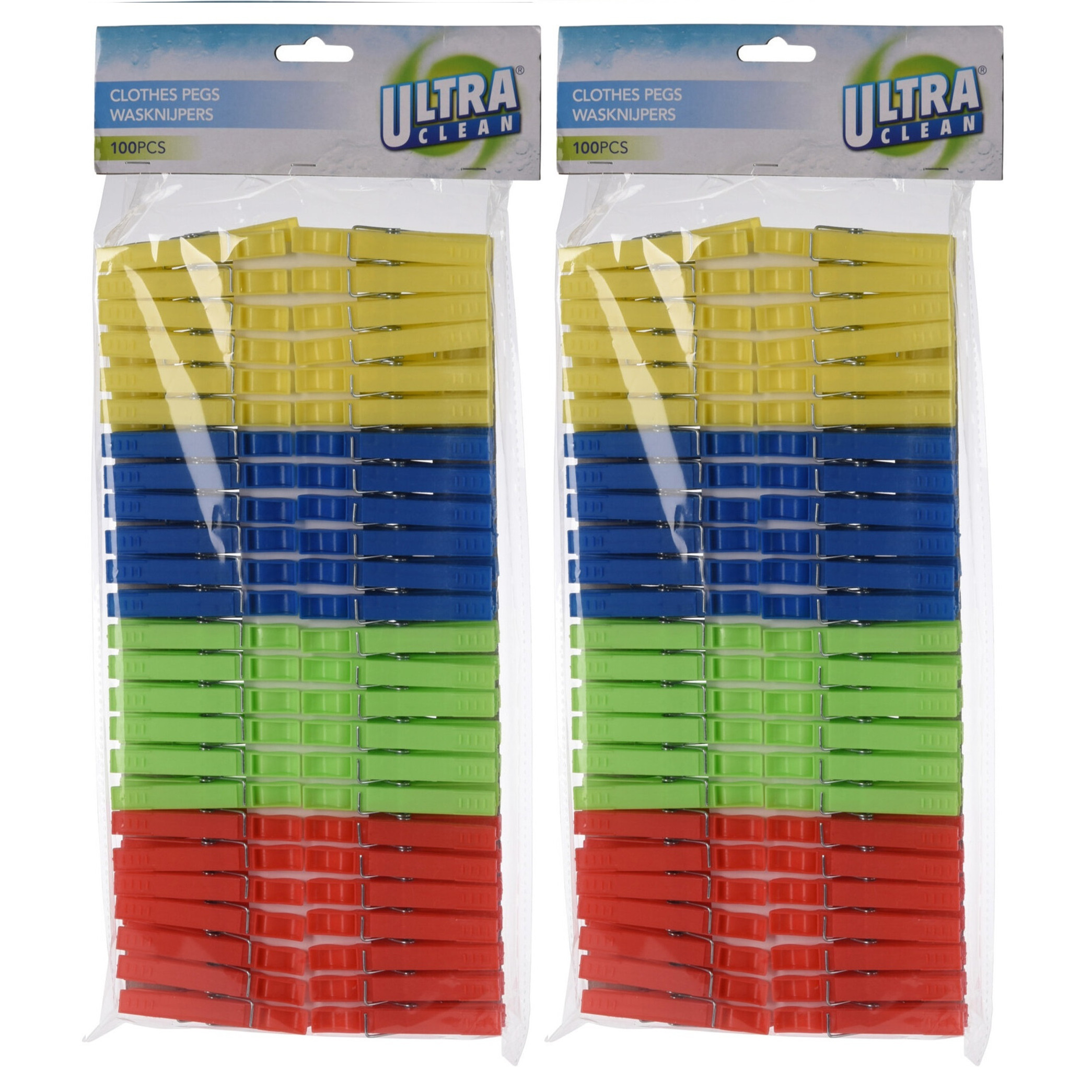 Wasknijpers - 200x - kunststof - gekleurd - 8 cm -