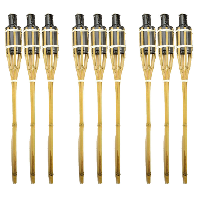 Tuinfakkels - 9x - met oliehouder - bamboe - 60 cm -