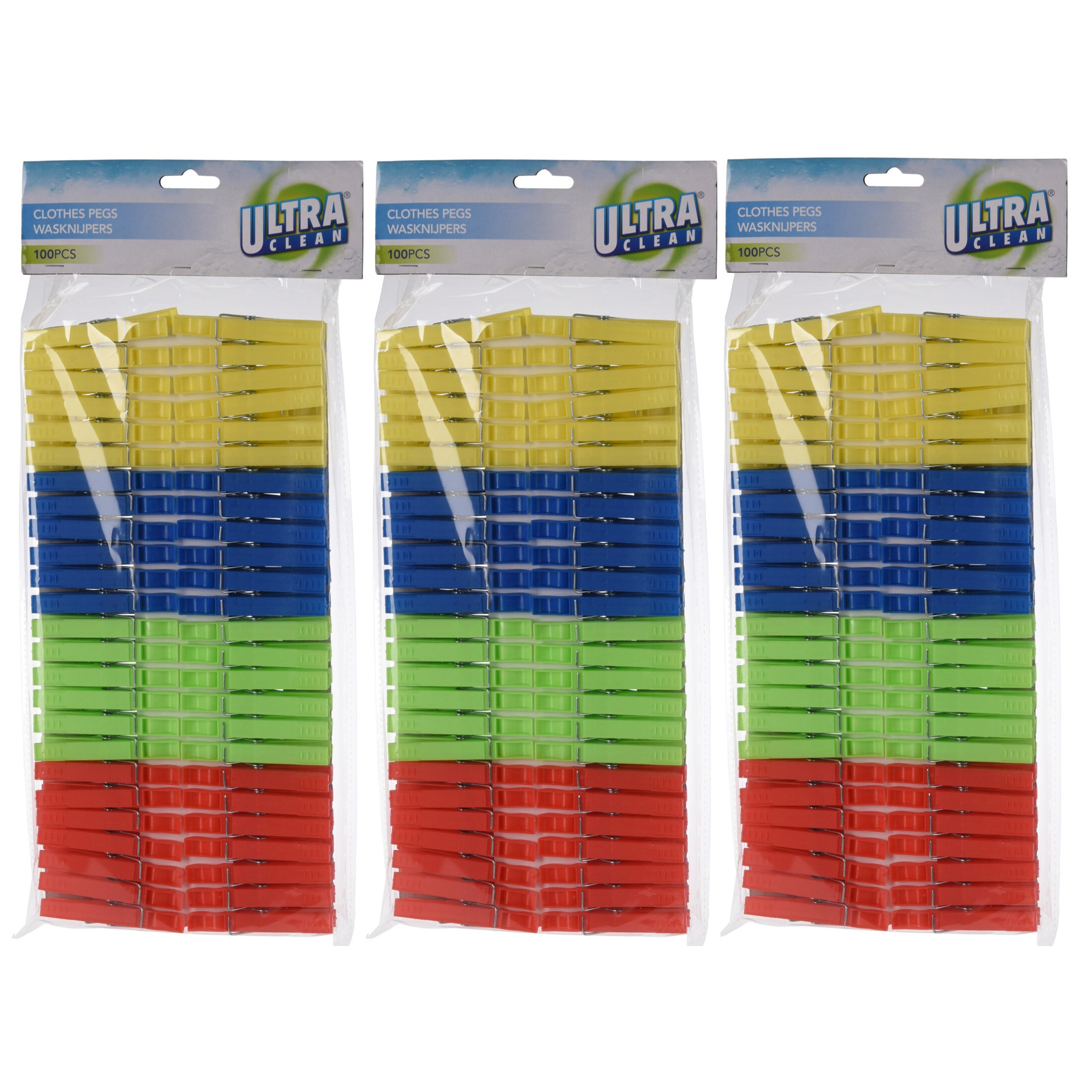 Wasknijpers - 300x - kunststof - gekleurd - 8 cm -