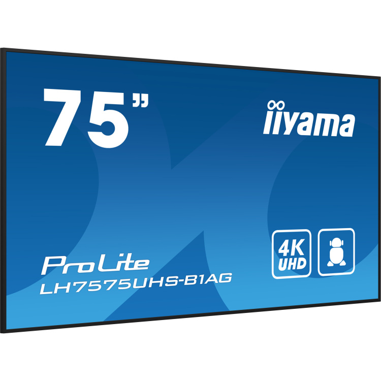 iiyama ProLite LH7575UHS-B1AG public display HDMI, DisplayPort, LAN, WiFi, USB, Audio, Android