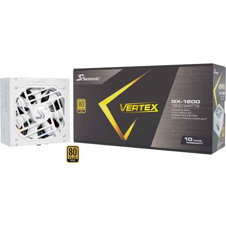 Seasonic VERTEX GX-1200 White Edition, 1200W voeding 1x 12VHPWR, 3x PCIe, kabelmanagement