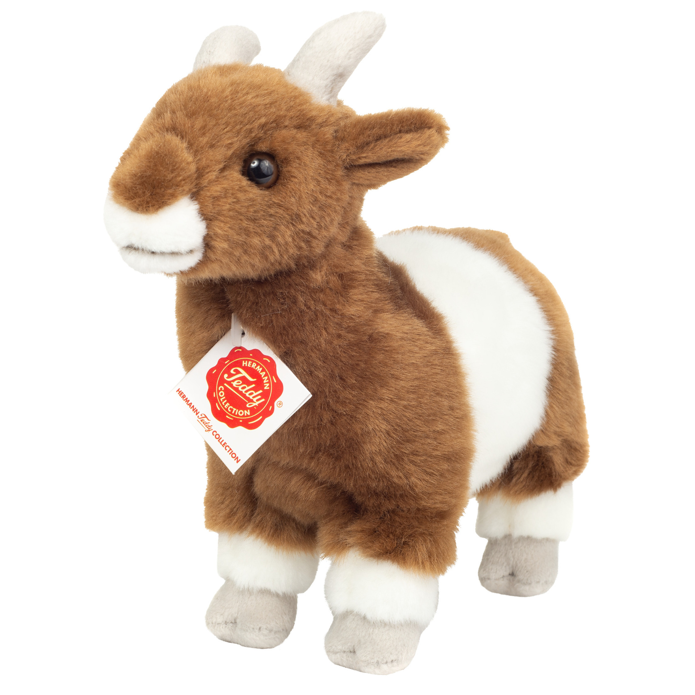 Knuffeldier Geit - zachte pluche stof - premium kwaliteit knuffels - bruin/wit - 22 cm -