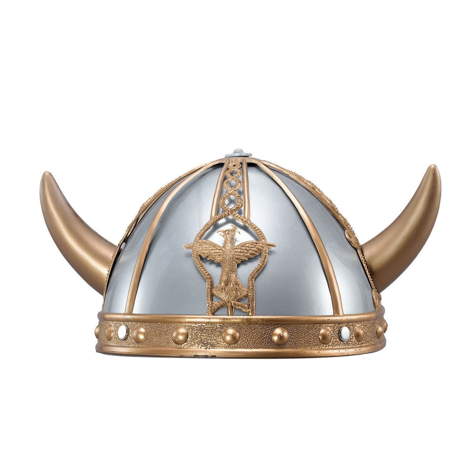 Viking verkleed helm - grijs/goud - kunststof - voor volwassenen -