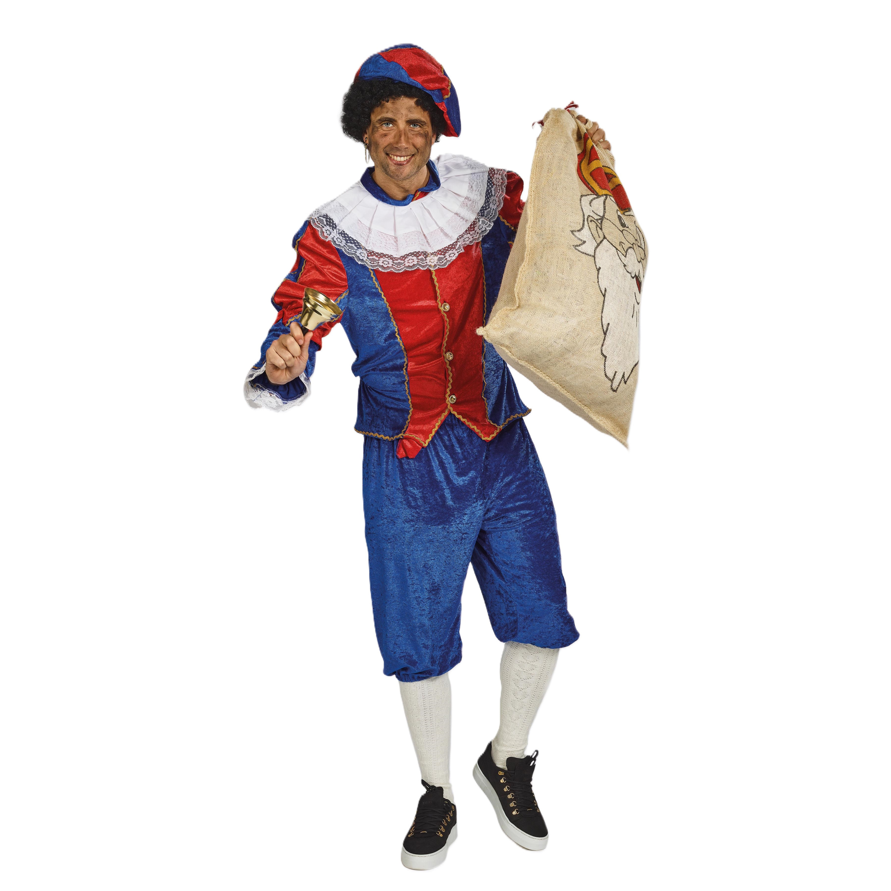 Piet verkleed kostuum 4-delig - blauw/rood - polyester - pietenpak voor volwassenen 50 (M) -