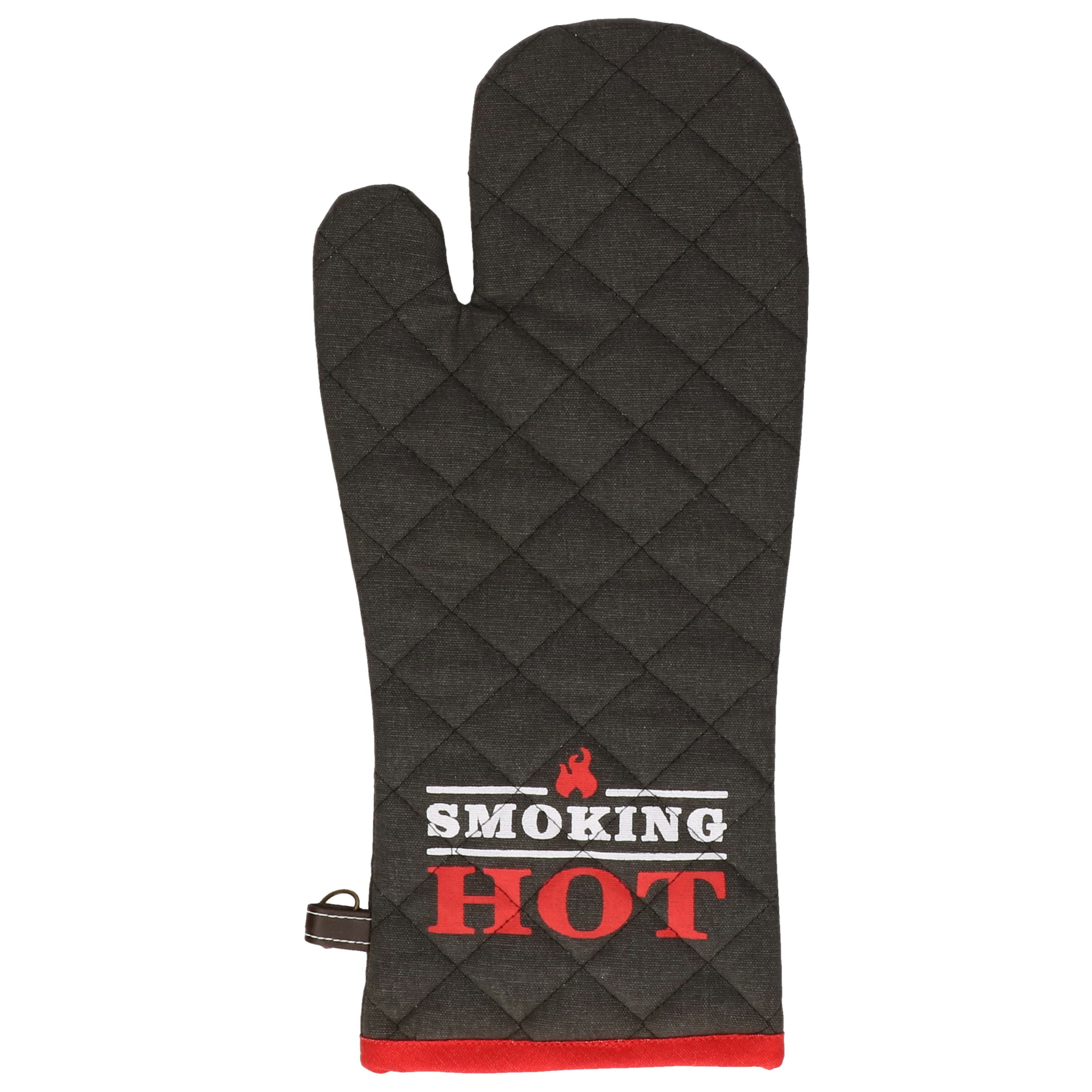 BBQ handschoenen - hittebestendig tot 250 graden - antraciet/rood - katoen - ovenwanten -