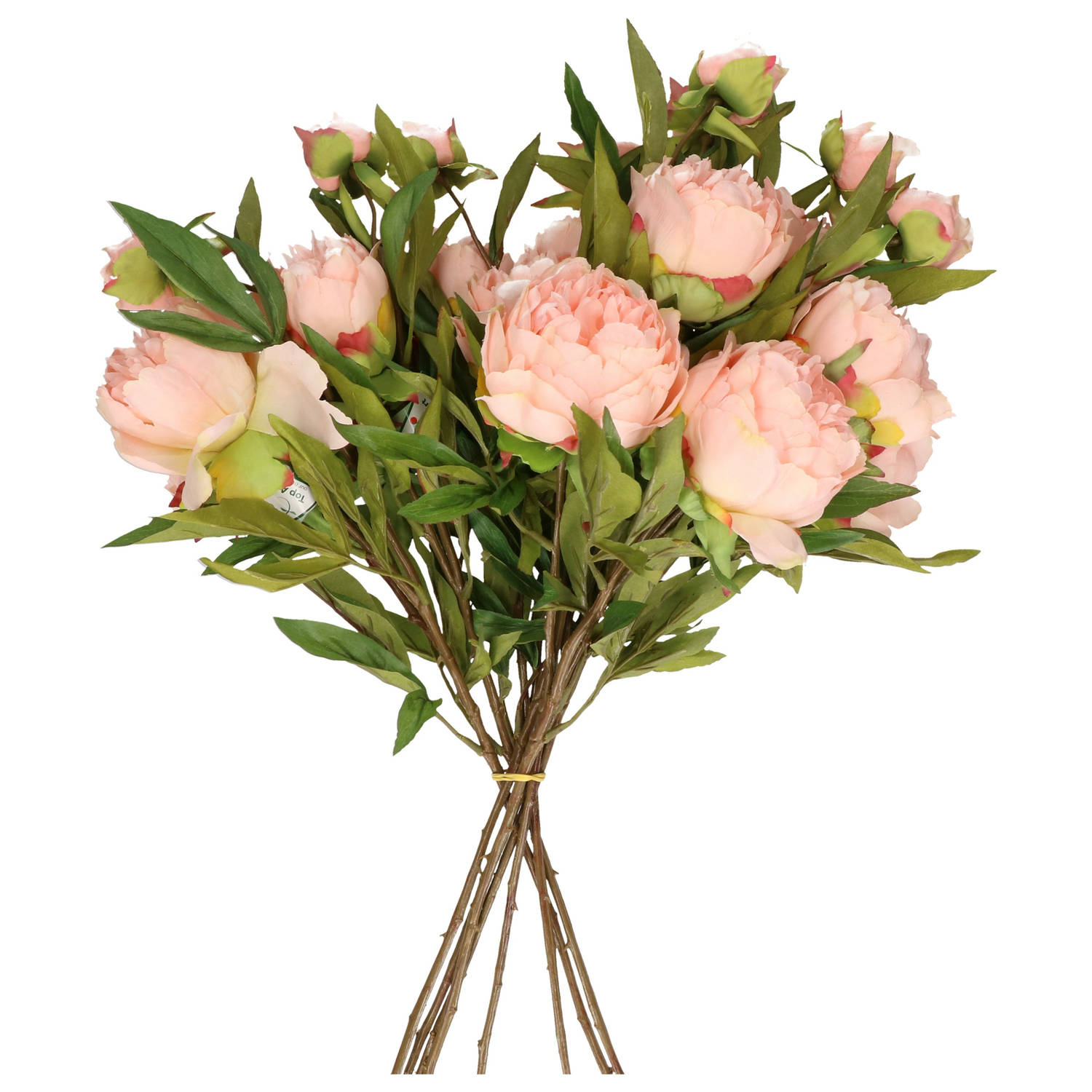 Topart Kunstbloemen boeket pioenroos Spring Dream - licht roze - 73 cm - kunststof steel - decoratie - Kunstbloemen