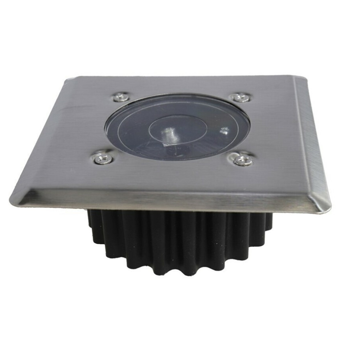 Gerimport grondspot solar tuinverlichting - 1x - zilver/zwart - vierkant -