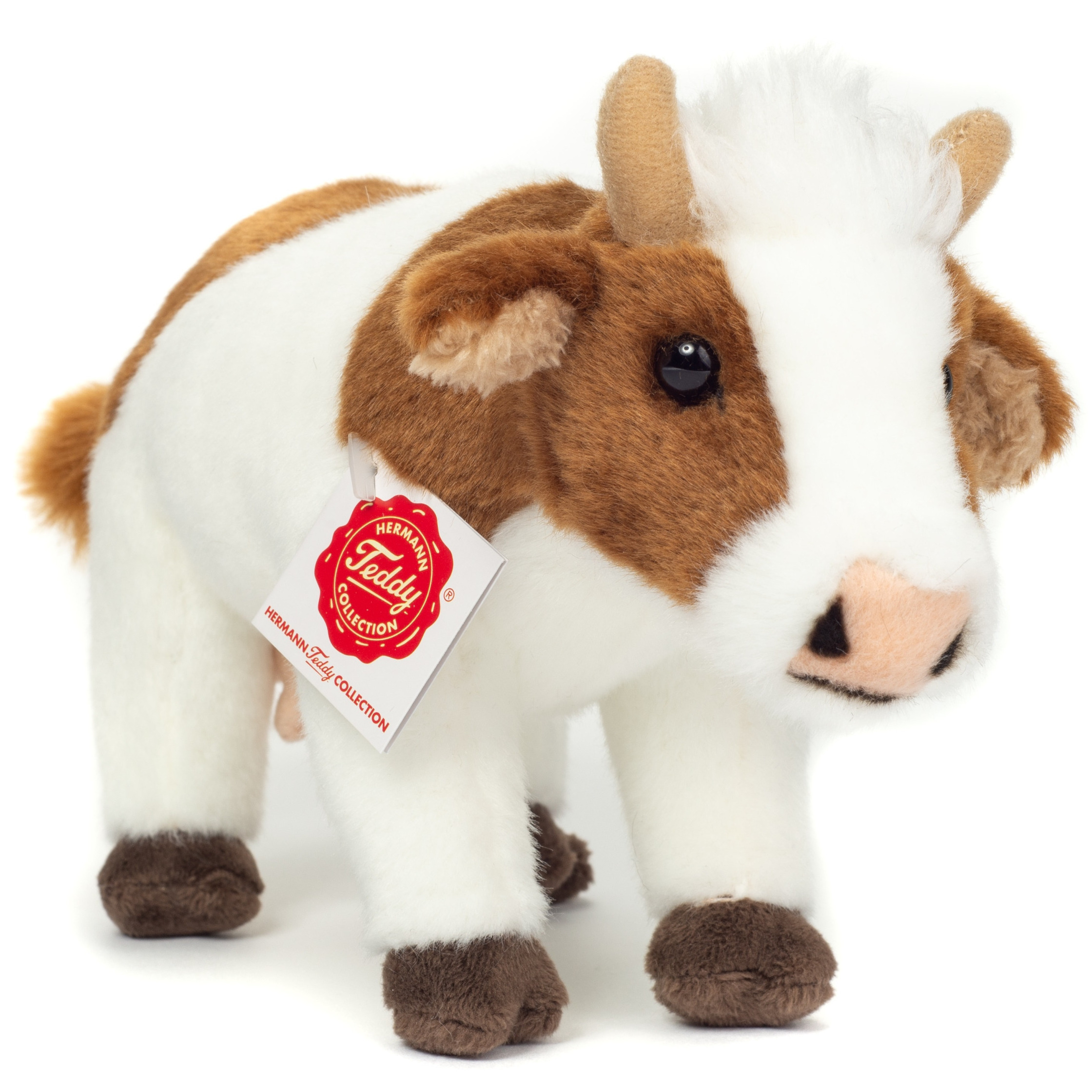 Knuffeldier Koe - zachte pluche stof - premium kwaliteit knuffels - bruin/wit - 23 cm -