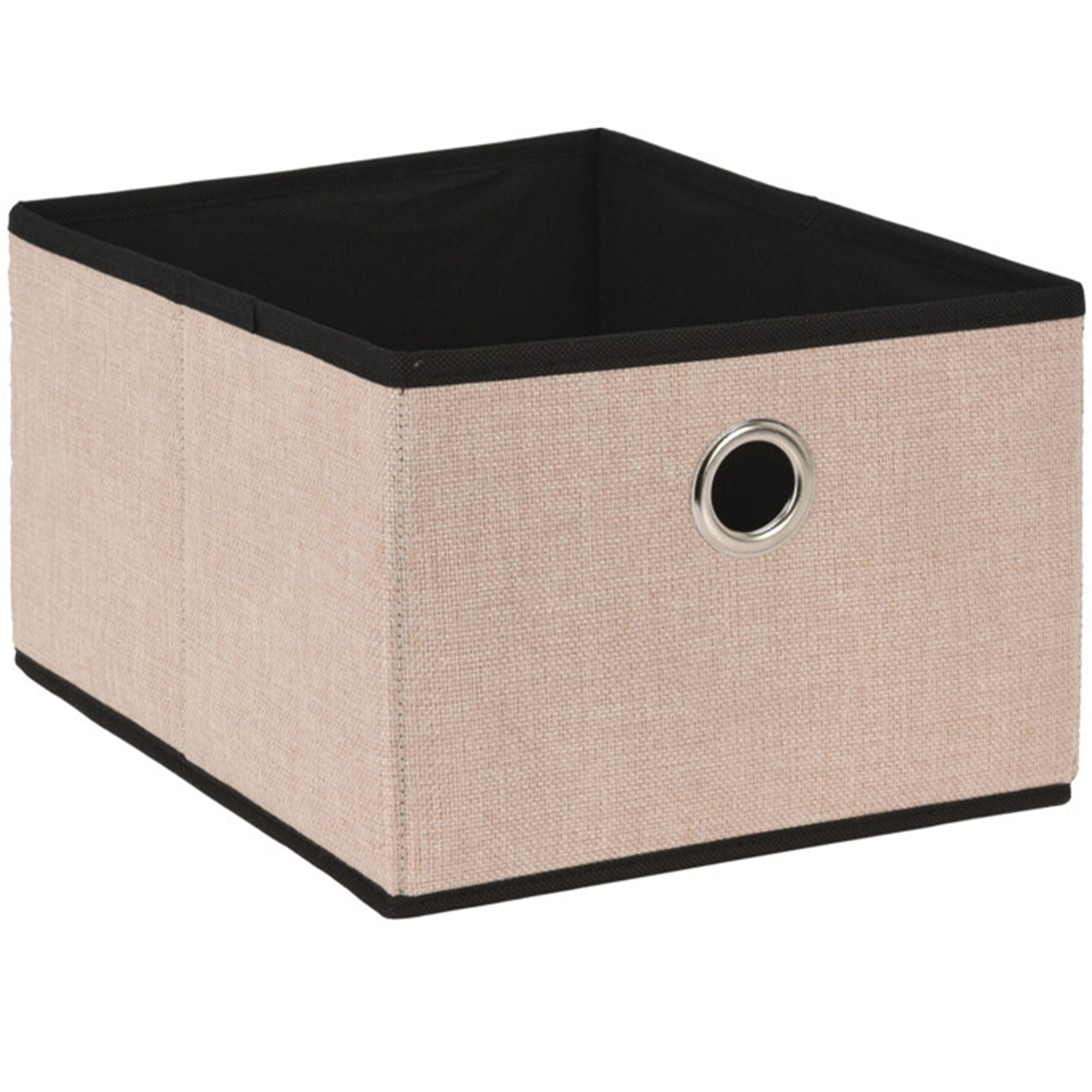 Opbergmand/kastmand - beige - karton/kunststof - 15 liter - 32 x 25 x 18 cm -