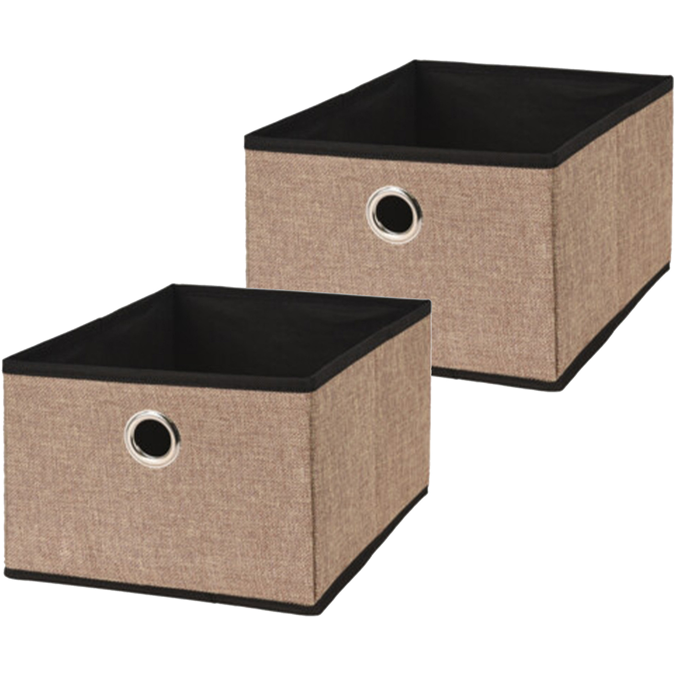 Opbergmand/kastmand - 2x - bruin - karton/kunststof - 15 liter - 32 x 25 x 18 cm -