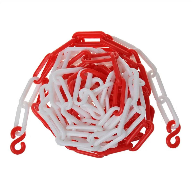 Afzetketting met haken - rood/wit - 5 meter - kunststof - markeerketting - afzetting -