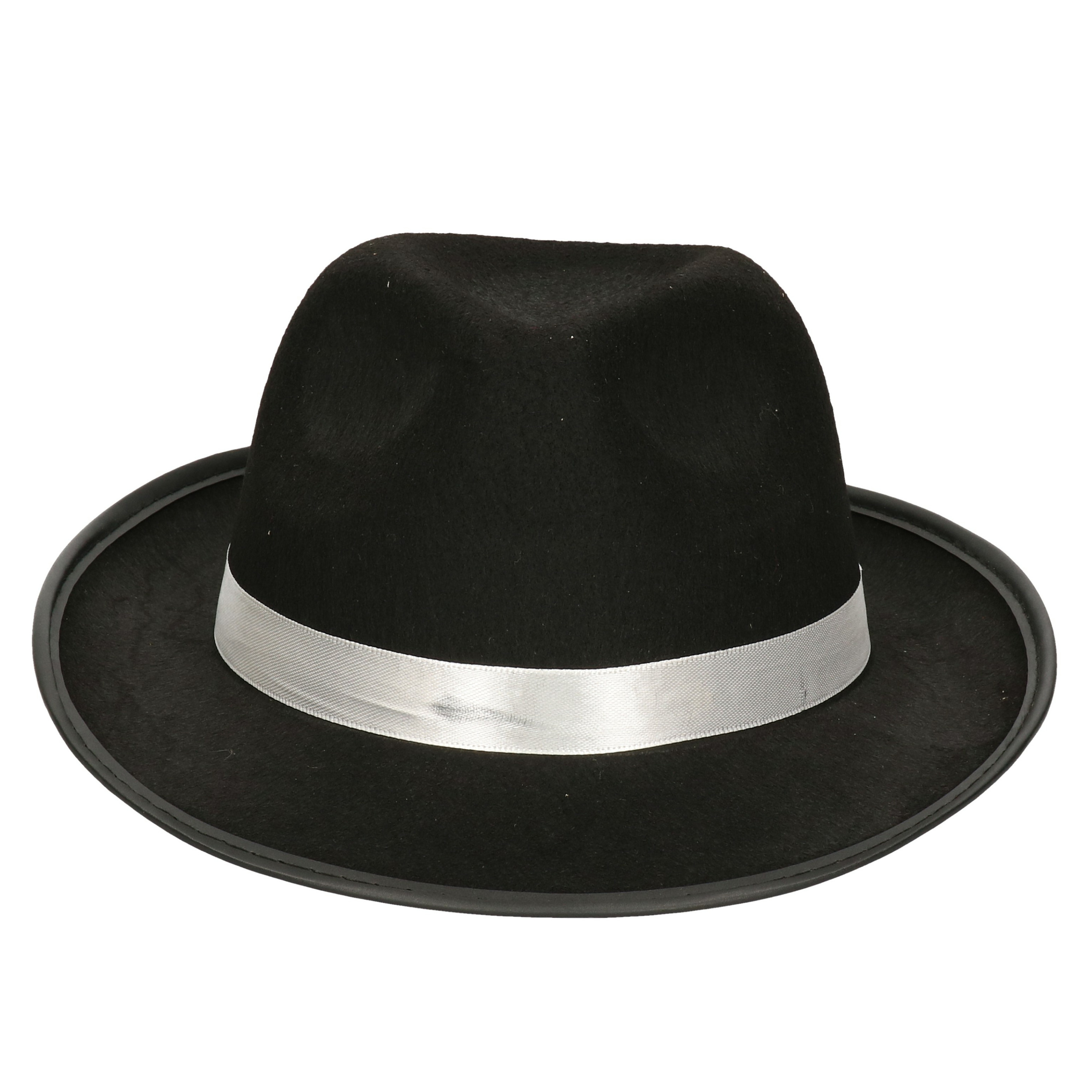 Carnaval verkleed hoed voor een Maffia/gangster - zwart - polyester - heren/dames -