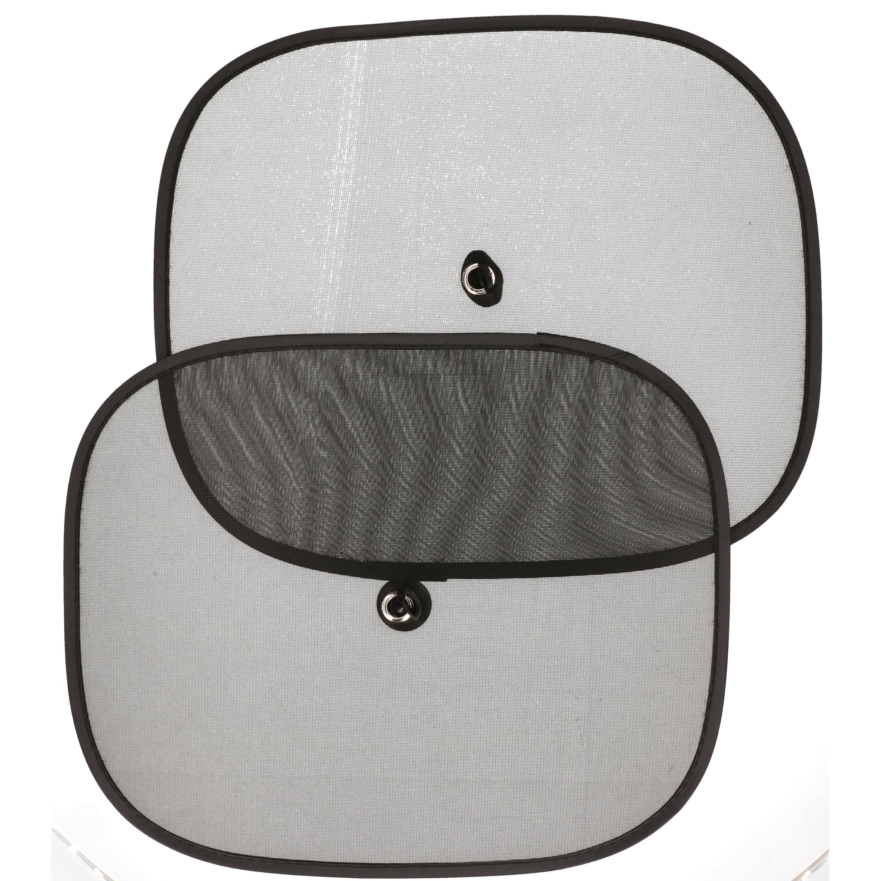 Gerimport set van 2x stuks auto zonneschermen - zwart - 44 x 36 cm - met zuignap -