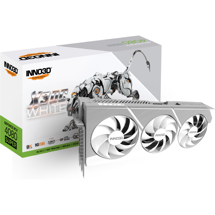 INNO3D GeForce RTX 4080 SUPER X3 OC WHITE grafische kaart 1x HDMI, 3x DisplayPort, DLSS 3
