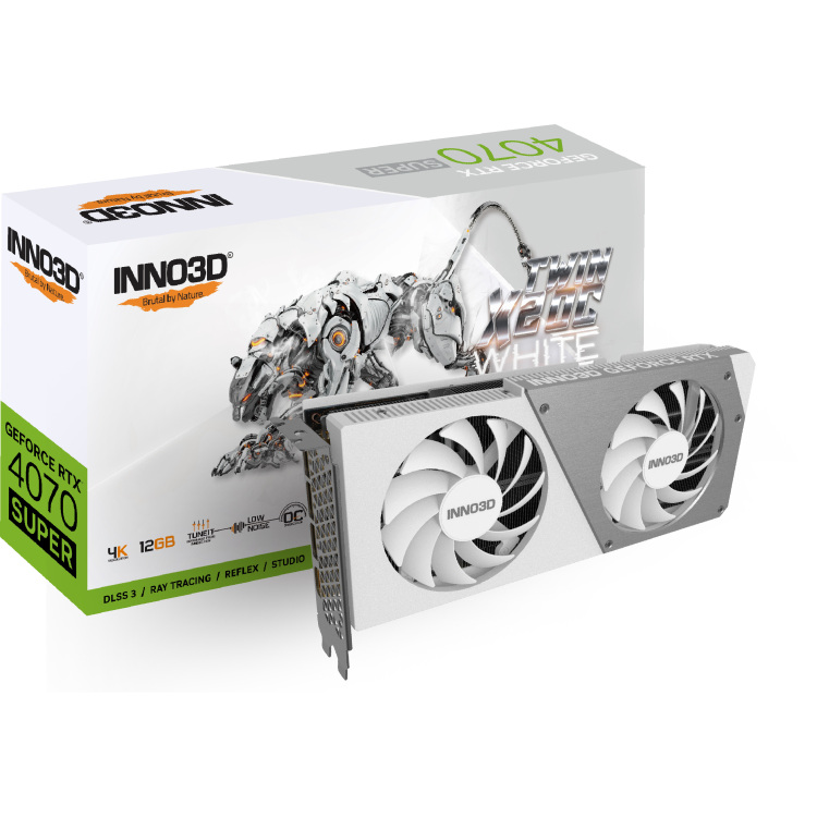 INNO3D GeForce RTX 4070 SUPER TWIN X2 OC WHITE grafische kaart DLSS 3, 3x DisplayPort, 1x HDMI 2.1