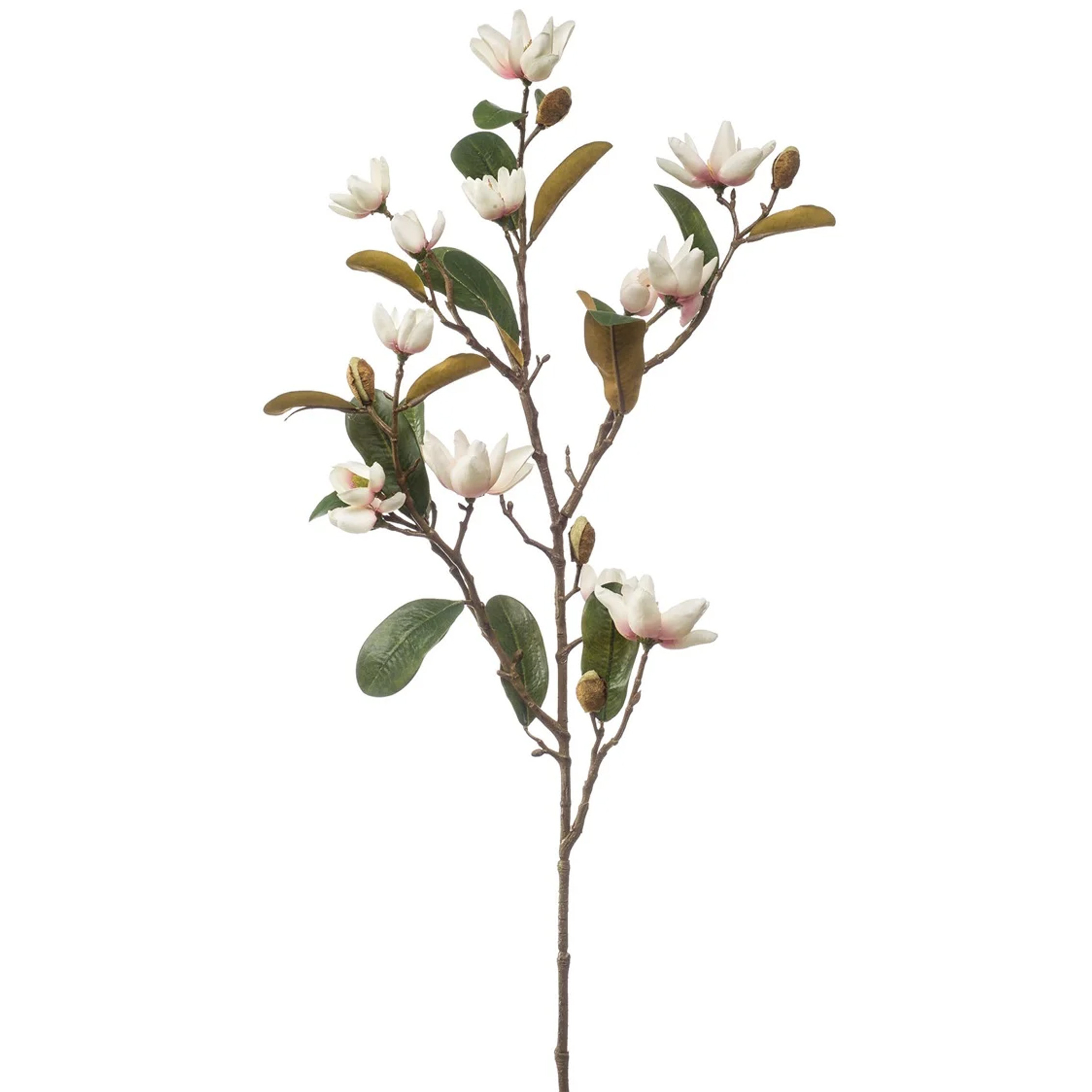 Kunstbloem Magnolia Pearl tak - 87 cm - creme/roze - Kunst zijdebloemen -
