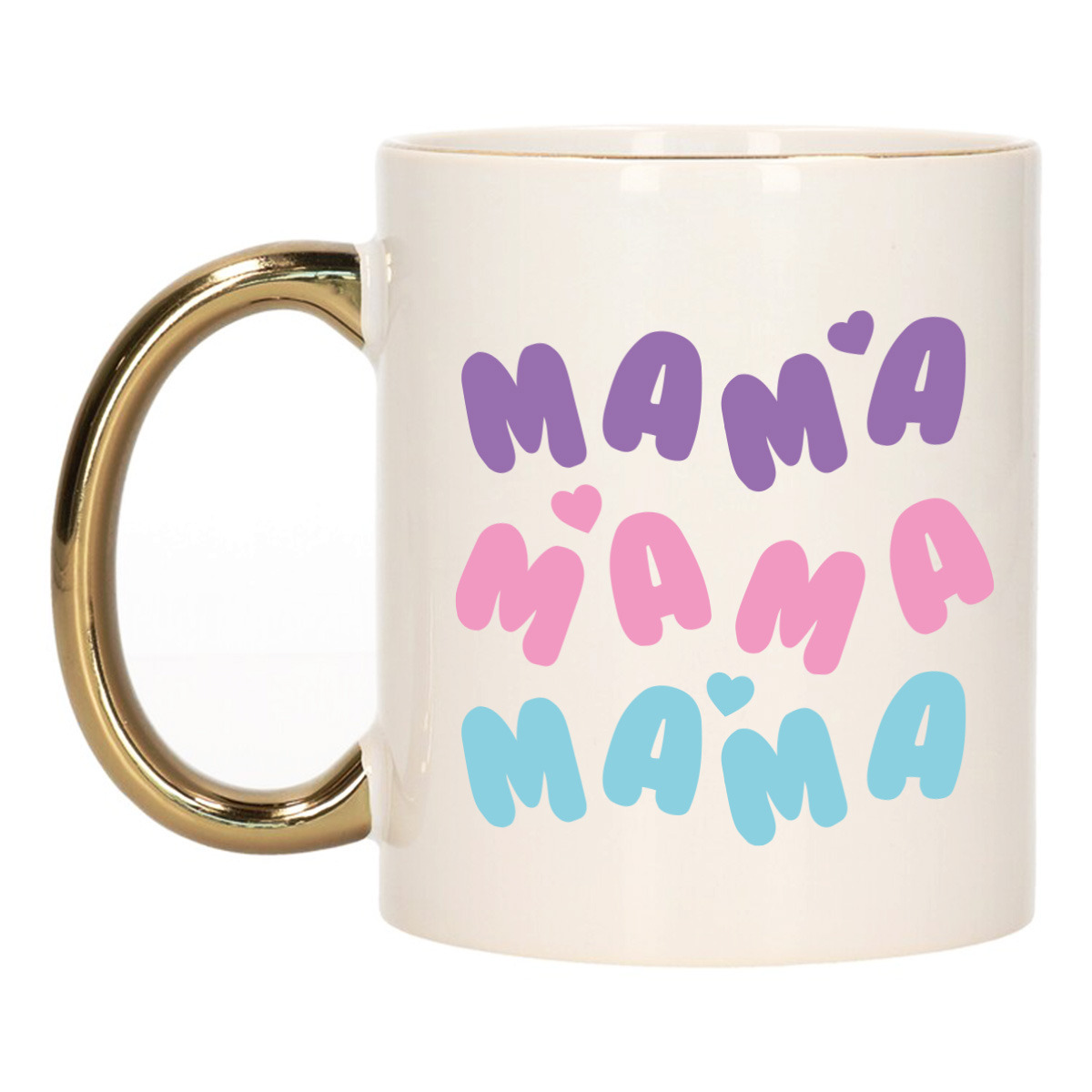 Cadeau koffie/thee mok voor mama - hartjes - gouden oor - Moederdag -