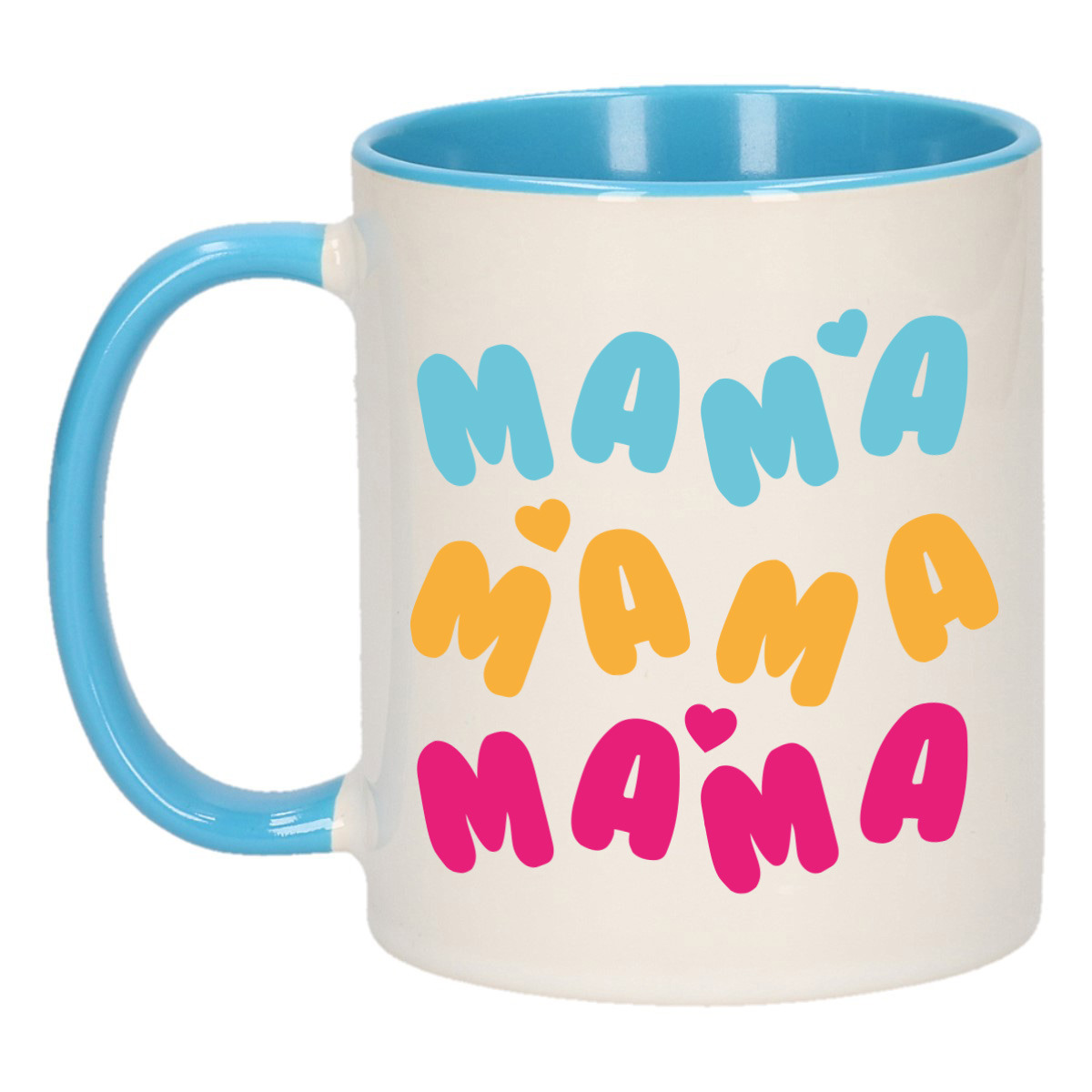 Cadeau koffie/thee mok voor mama - blauw - hartjes/liefde - keramiek - Moederdag -
