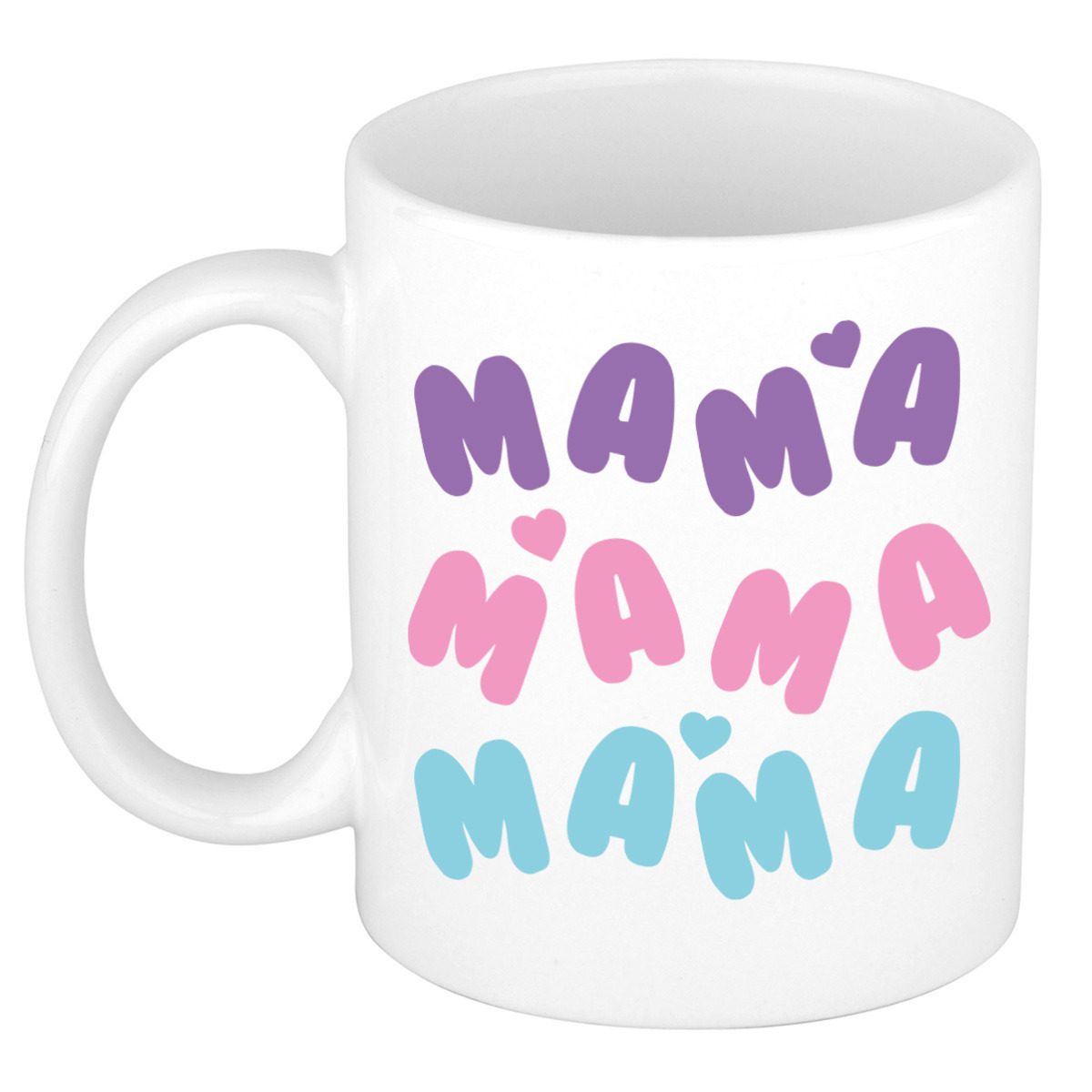 Cadeau koffie/thee mok voor mama - wit - hartjes - keramiek - Moederdag -
