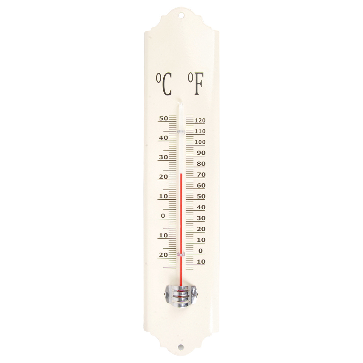 Esschert design thermometer - voor binnen en buiten - ivoor wit - 30 x 7 cm - Celsius/fahrenheit -