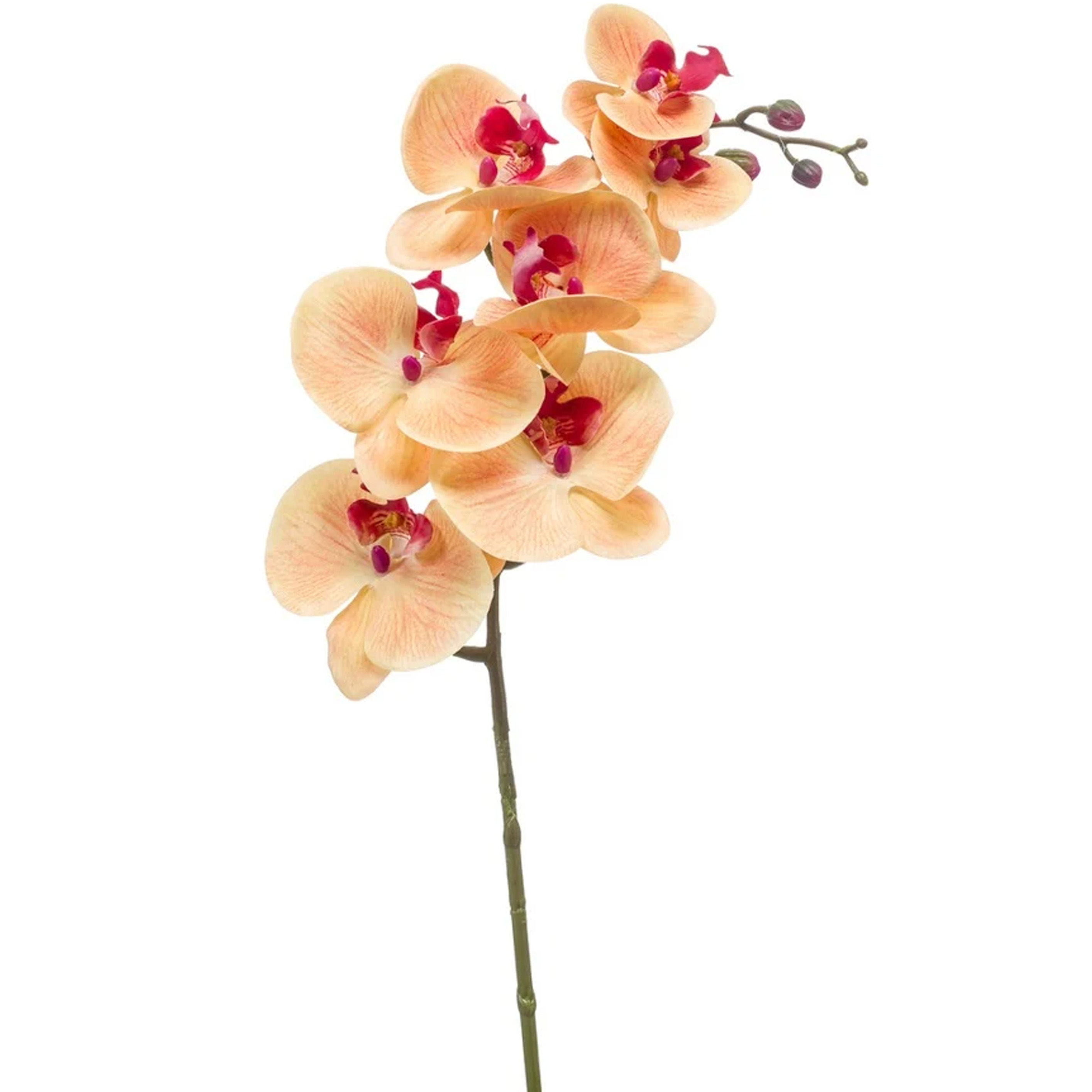 Kunstbloem Orchidee - 83 cm - zalm kleurig - losse tak - kunst zijdebloem - Phalaenopsis -
