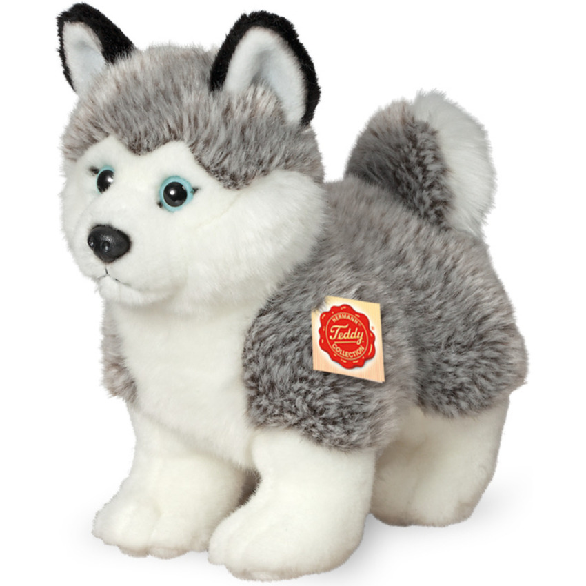 Knuffeldier hond Husky - zachte pluche stof - premium kwaliteit knuffels - grijs/wit - 23 cm -