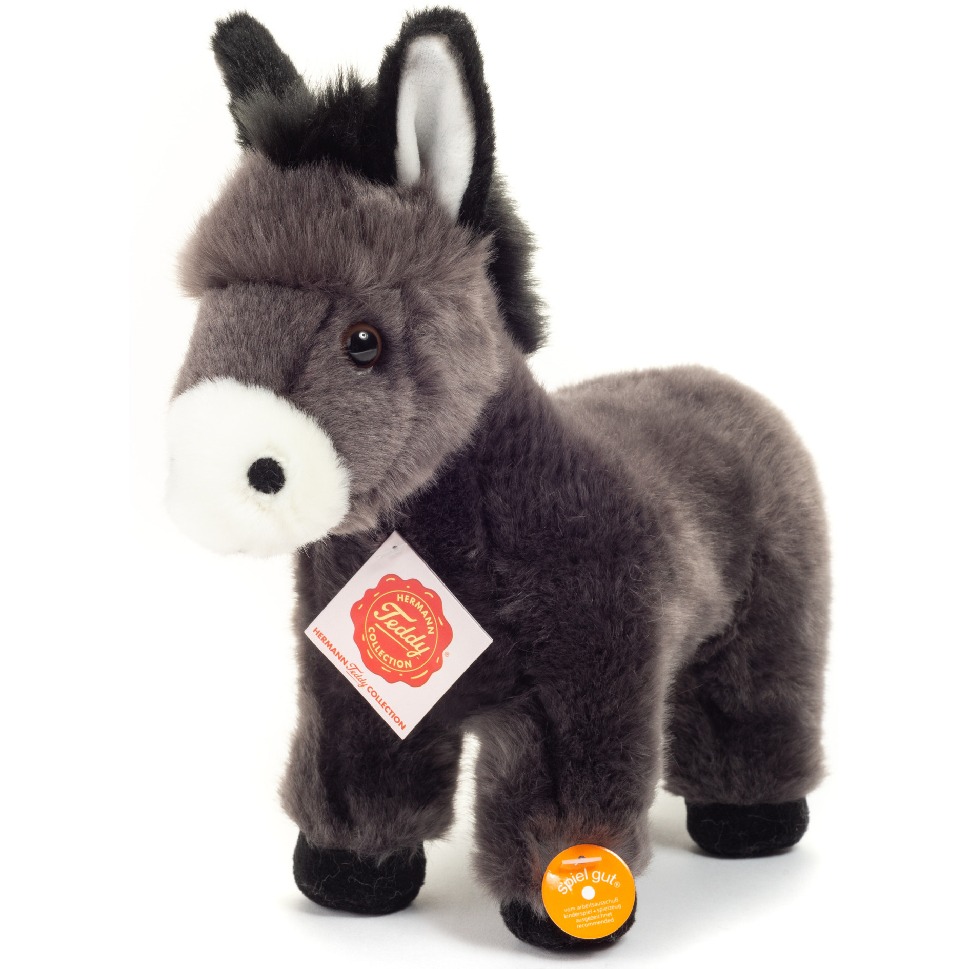 Knuffeldier Ezel - zachte pluche stof - premium kwaliteit knuffels - grijs - 25 cm -