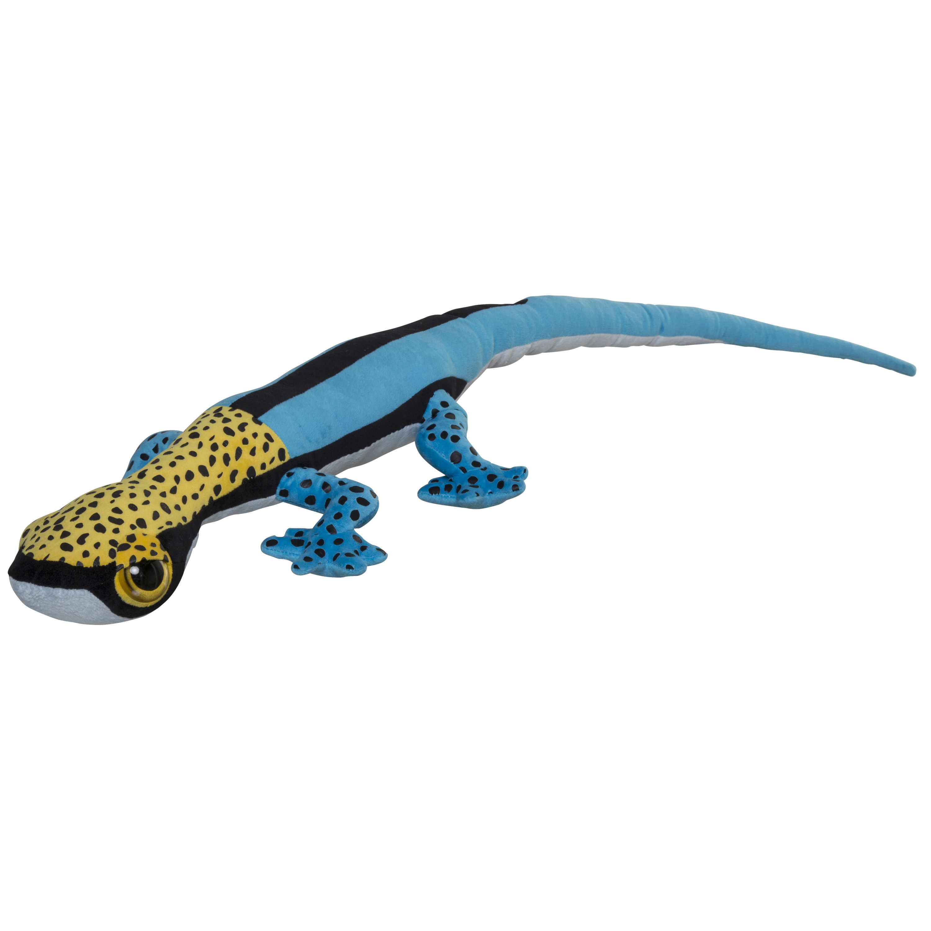 Knuffeldier Gekko Hagedis - zachte pluche stof - premium kwaliteit knuffels - blauw/geel - 112 cm -