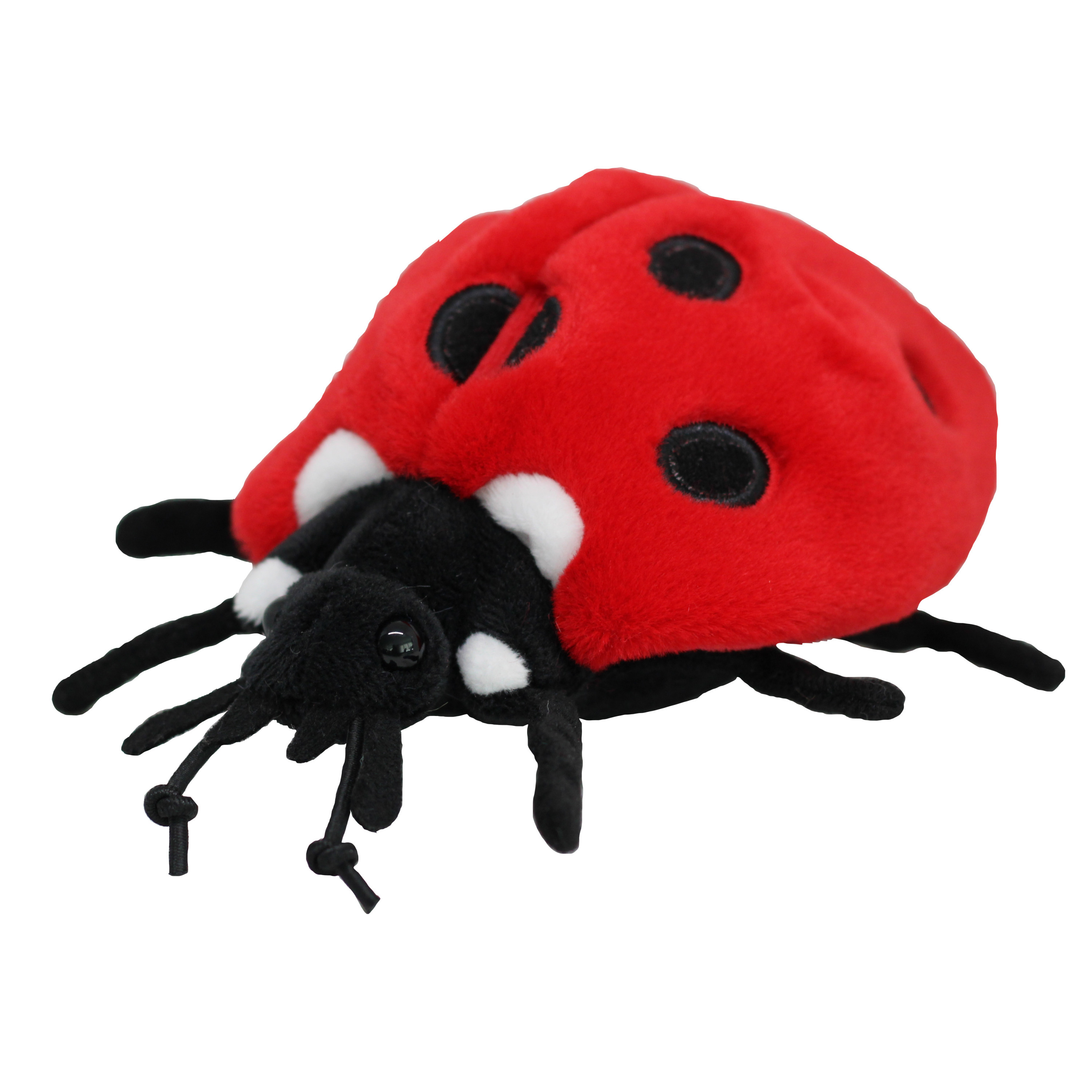 Knuffeldier Lieveheersbeestje - zachte pluche stof - premium kwaliteit knuffels - rood/zwart - 15 cm -